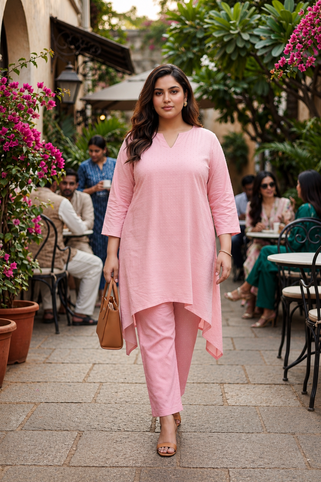 Blush Breeze Plus SizePink Cotton Co-Ord Set