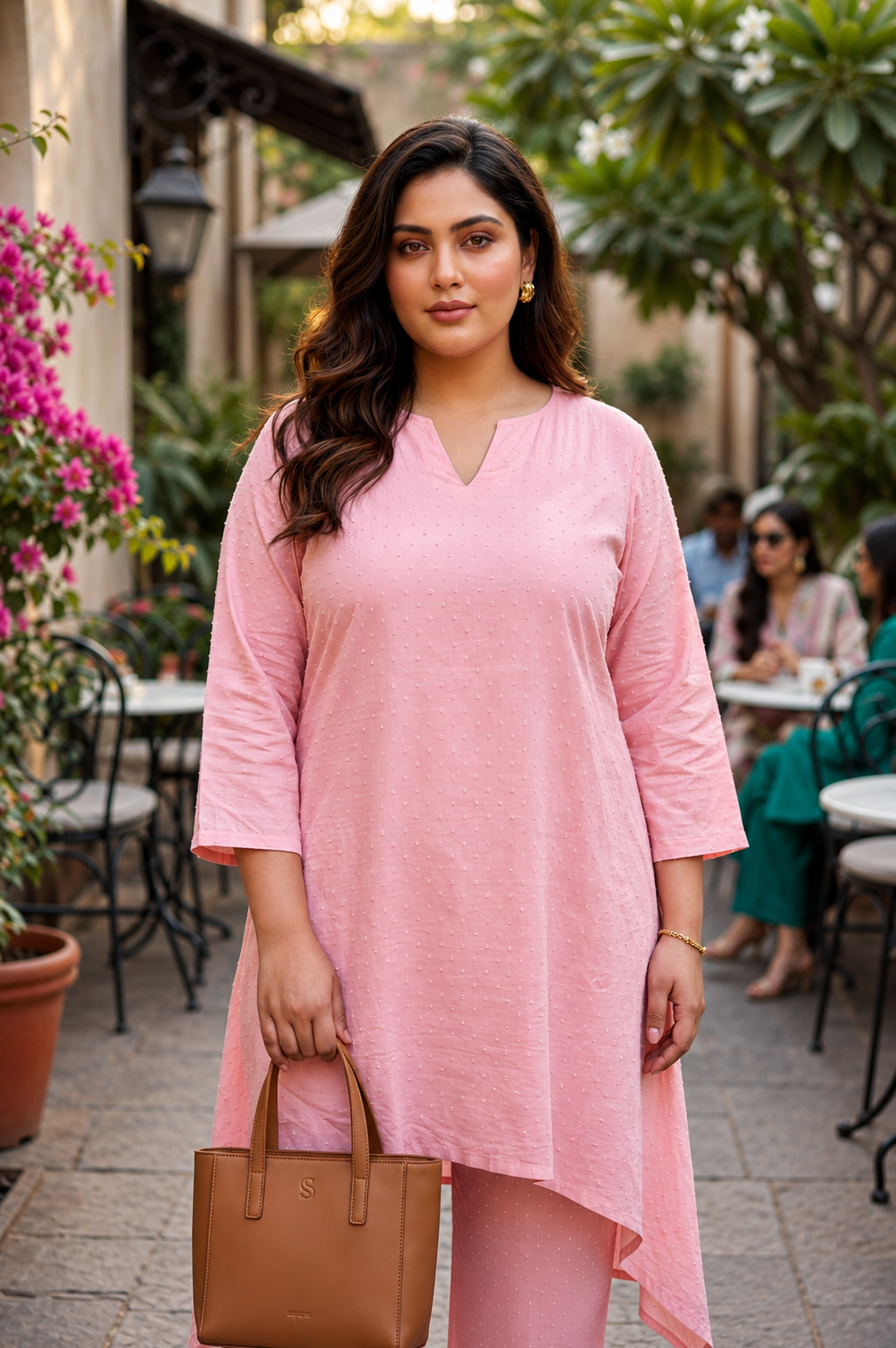Blush Breeze Plus SizePink Cotton Co-Ord Set