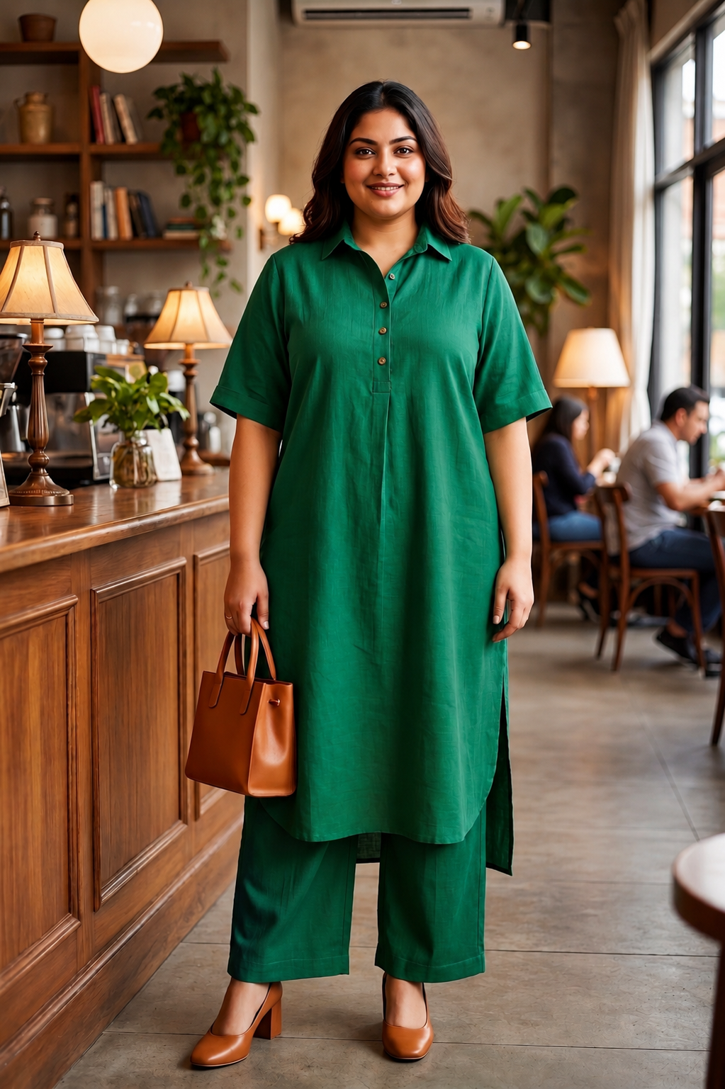 Emerald Ease Plus Size Linen Co-Ord Set