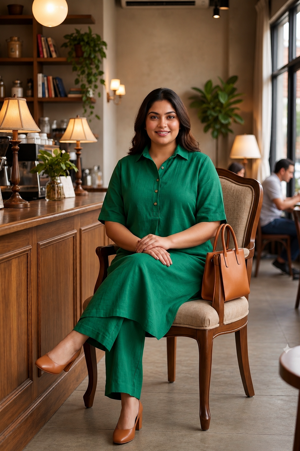 Emerald Ease Plus Size Linen Co-Ord Set