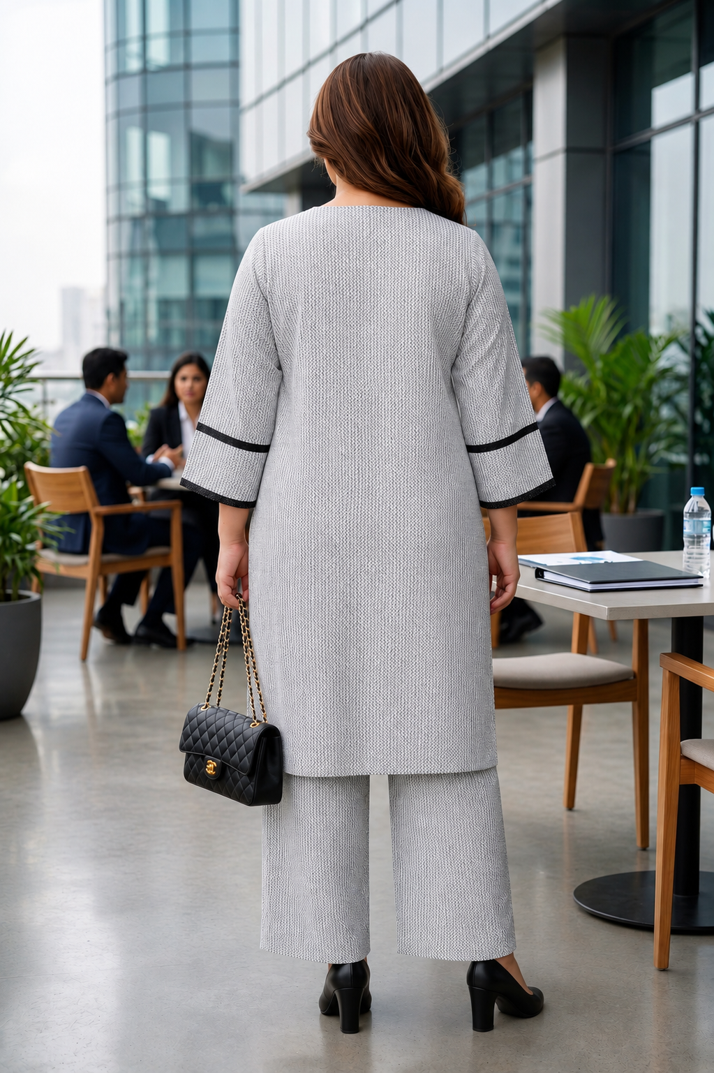 Classic Grey Chevron 100% Cotton Co-Ord Set For Women