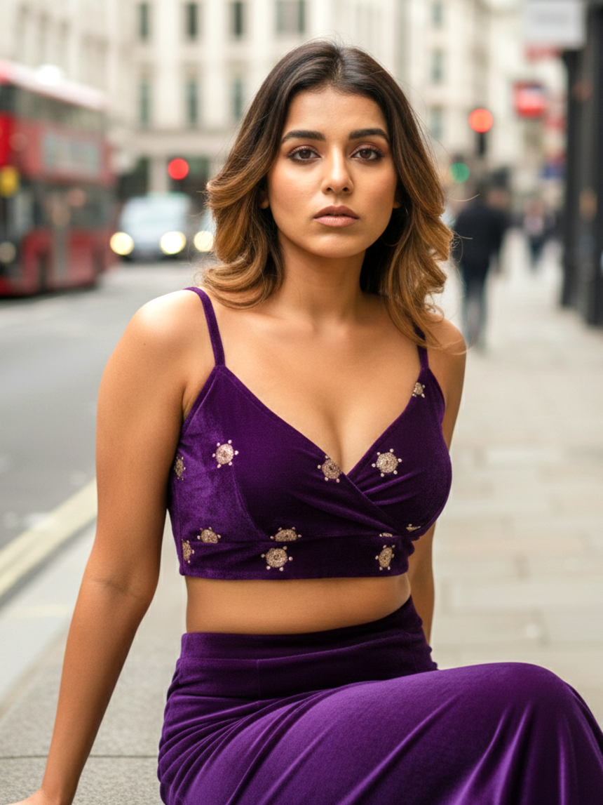 Regular Designer Purple Embroidered Blouse – Festive & Wedding Wear