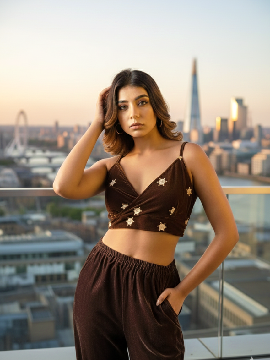 Designer Brown Embroidered Blouse – Festive & Wedding Wear