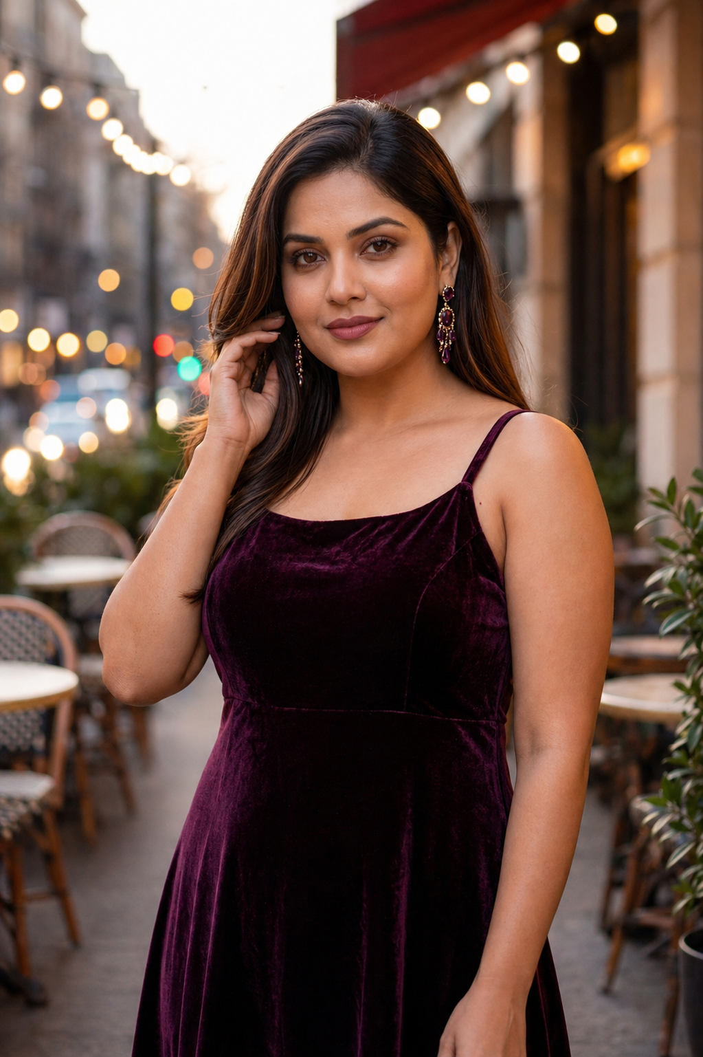 Wine Velvet Midi Dress