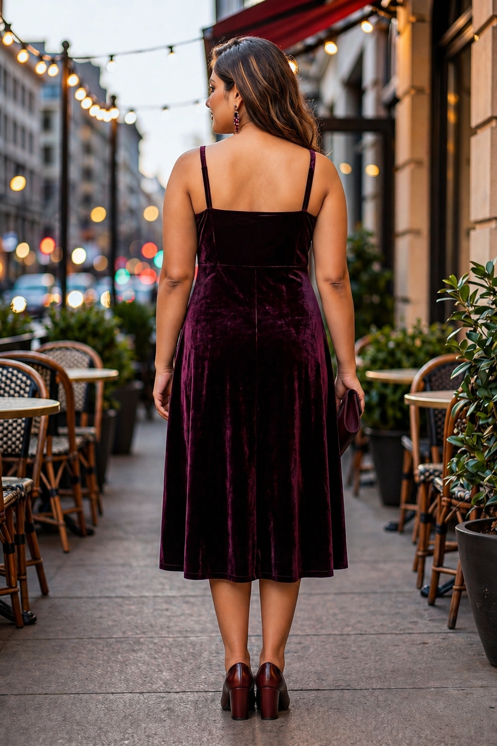 Wine Velvet Midi Dress