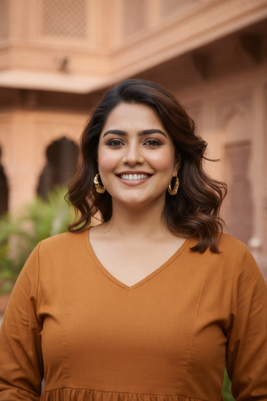 TAN TIERED LINEN DRESS - PLUS SIZE