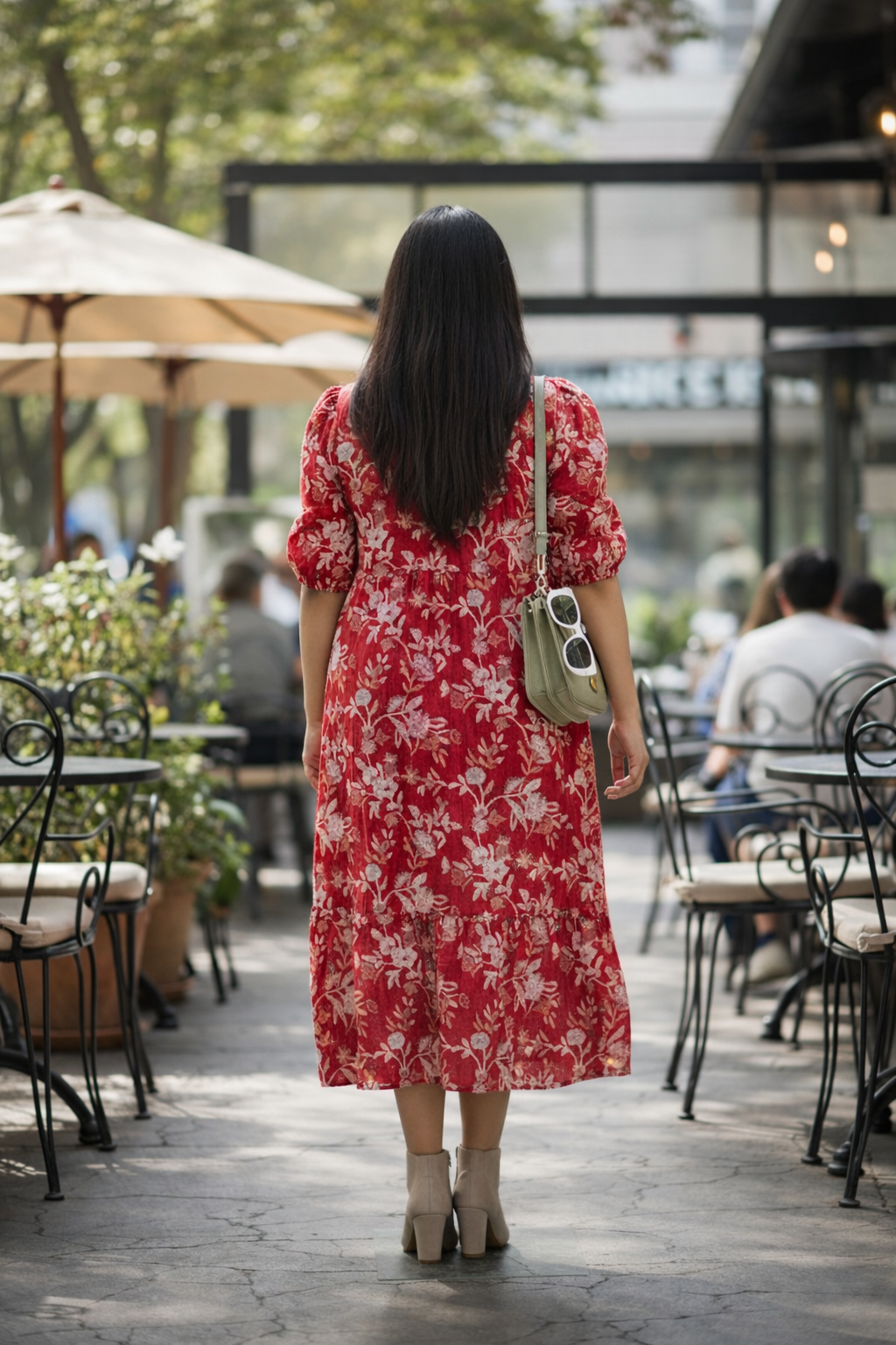 Red Floral 100% Cotton Tiered Maxi