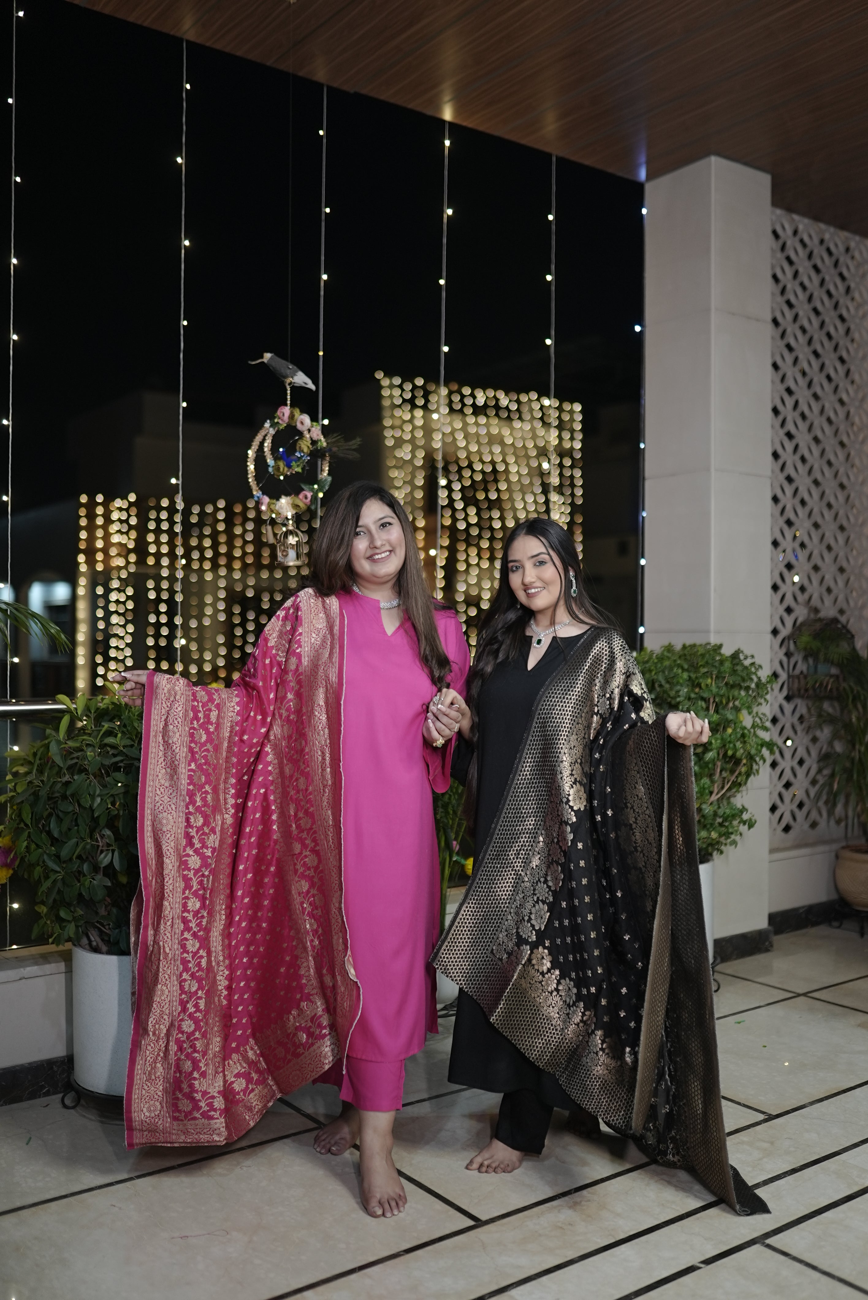 Black Paithani Kurta Suit Set with benarasi dupatta - (Set of 3)