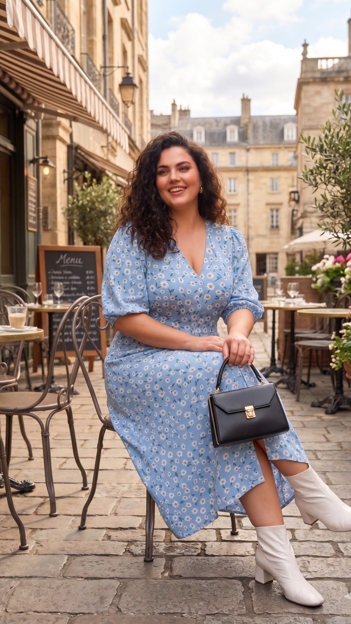 Plus Size Blue Floral Rayon Maxi Dress β V-Neck Printed Summer Dress for Women