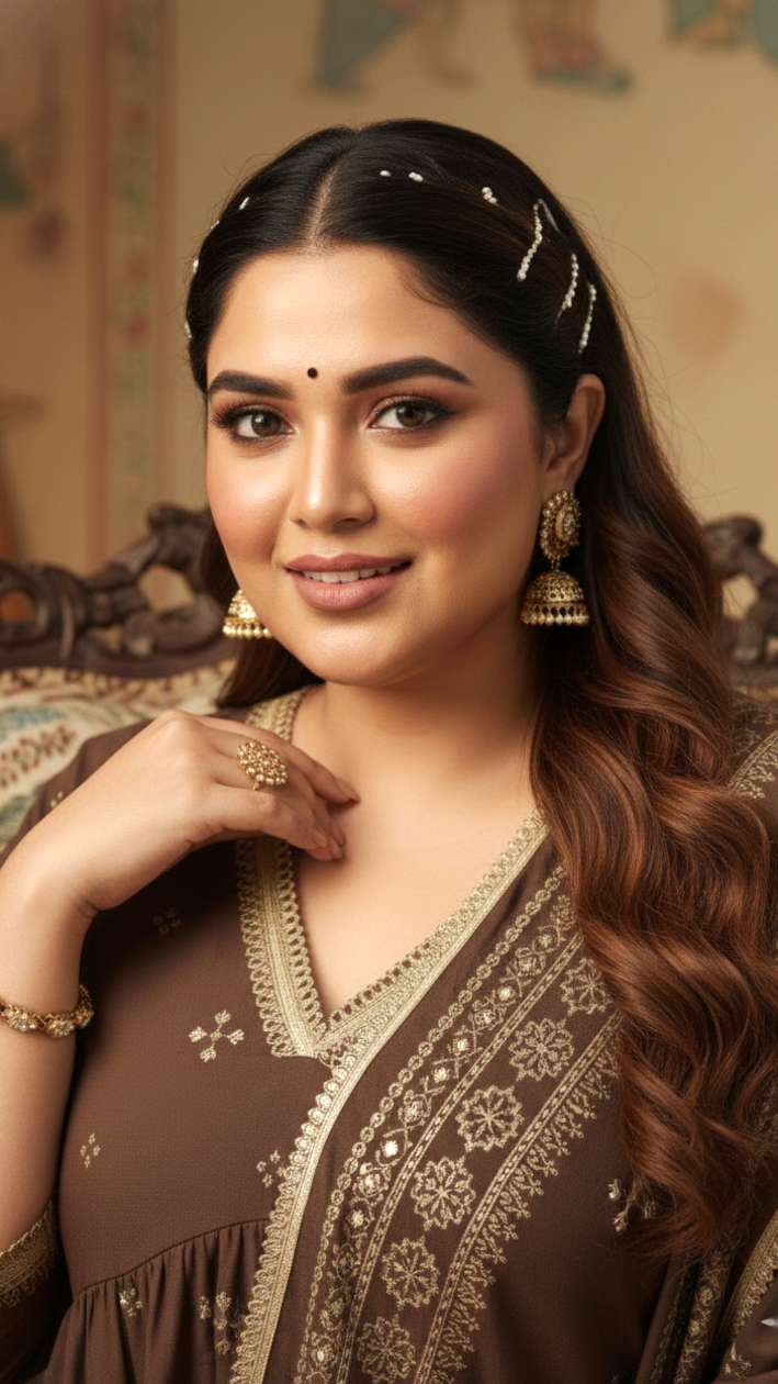 Earthy Coloured Festive Kurta Suit Set (3 Pc)