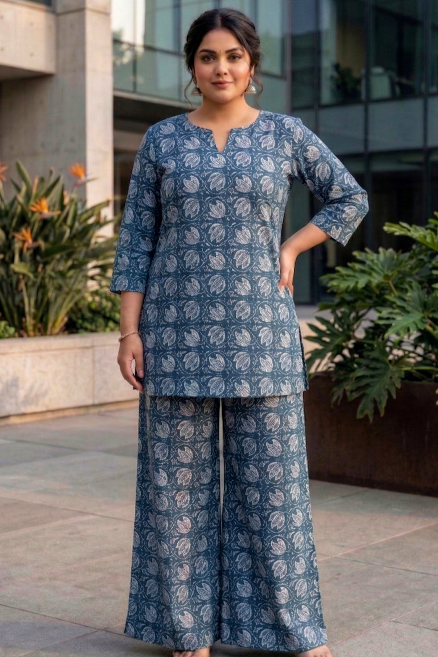 Plus Size Printed Cotton Co-Ord Set for Women – Stylish Cool Co-Ord Set