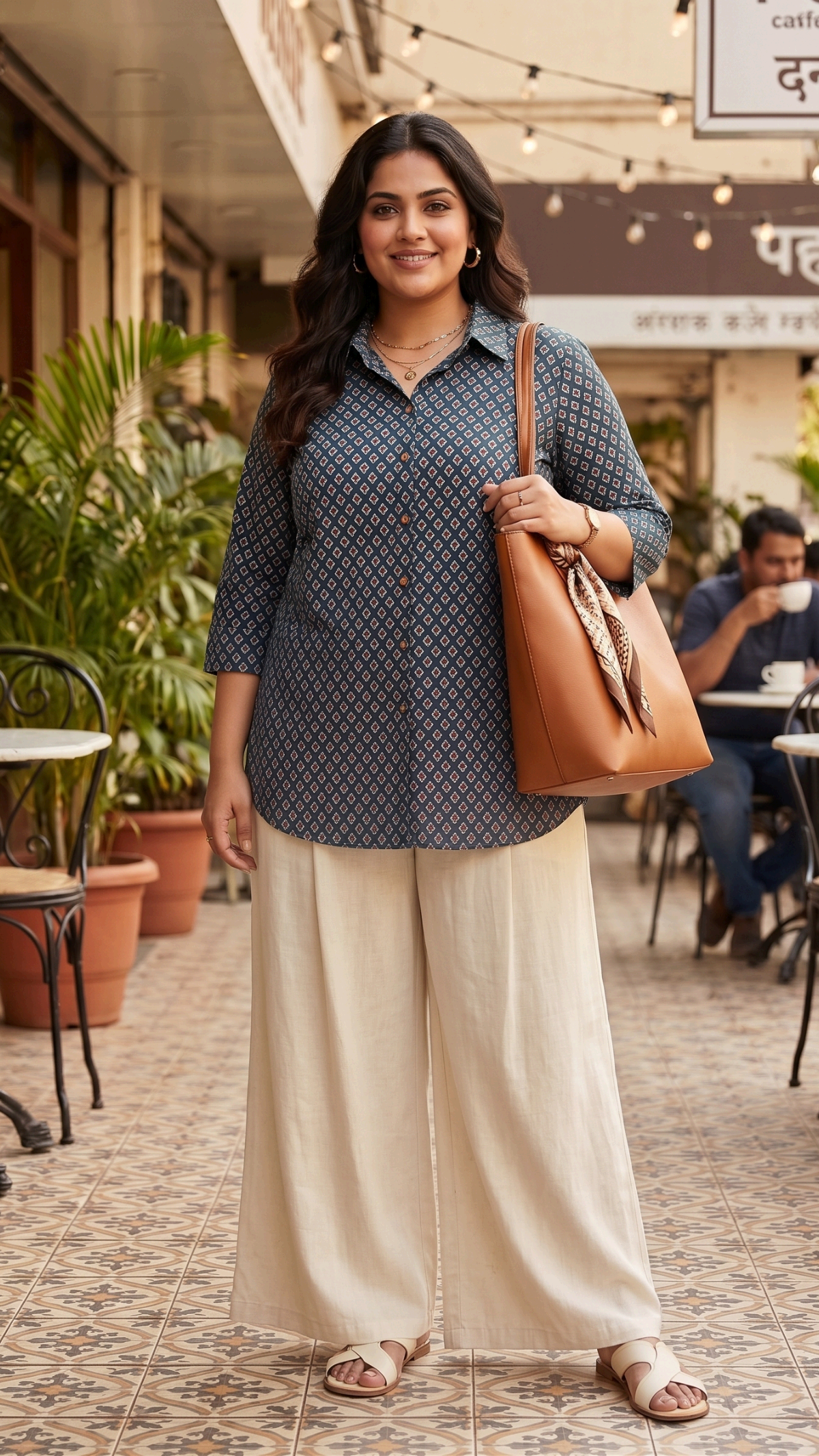 Plus Size Cotton Printed Shirt for Women | Relaxed Fit Casual Shirt