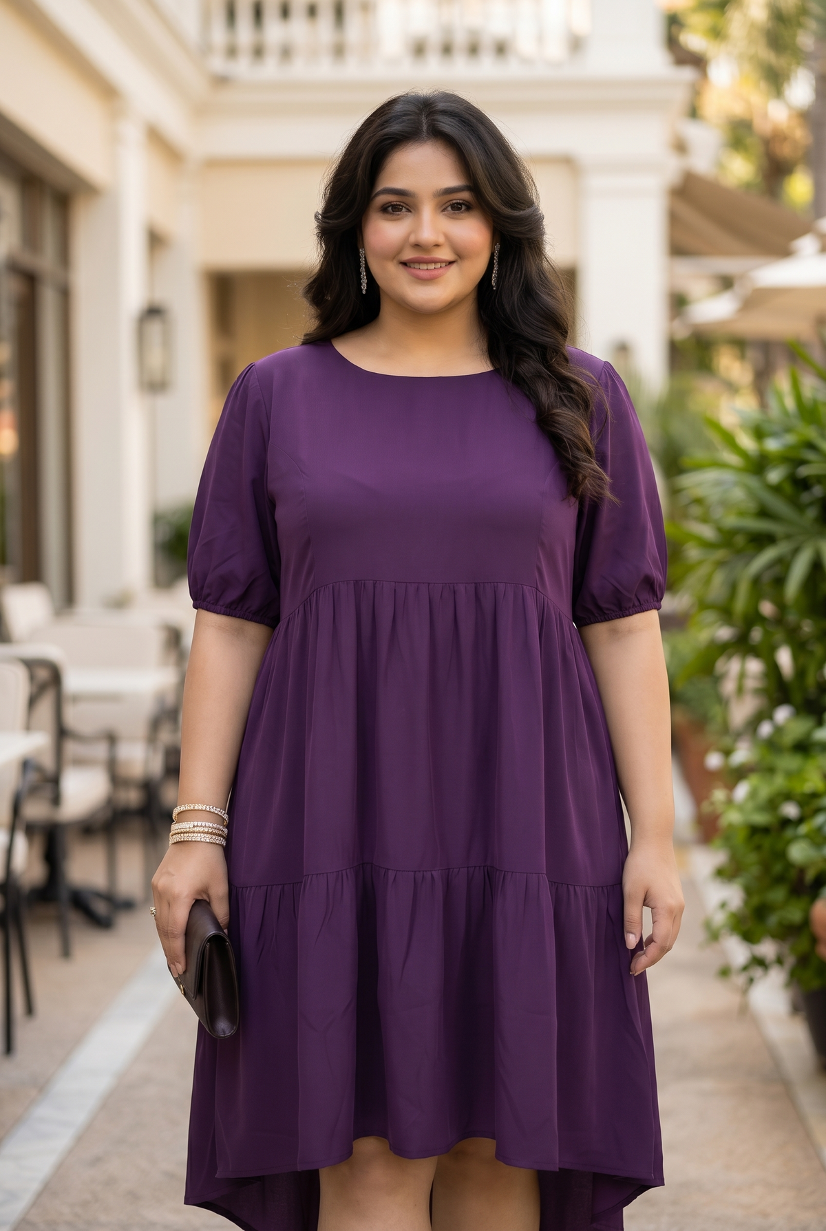 Purple Tiered Short Dress