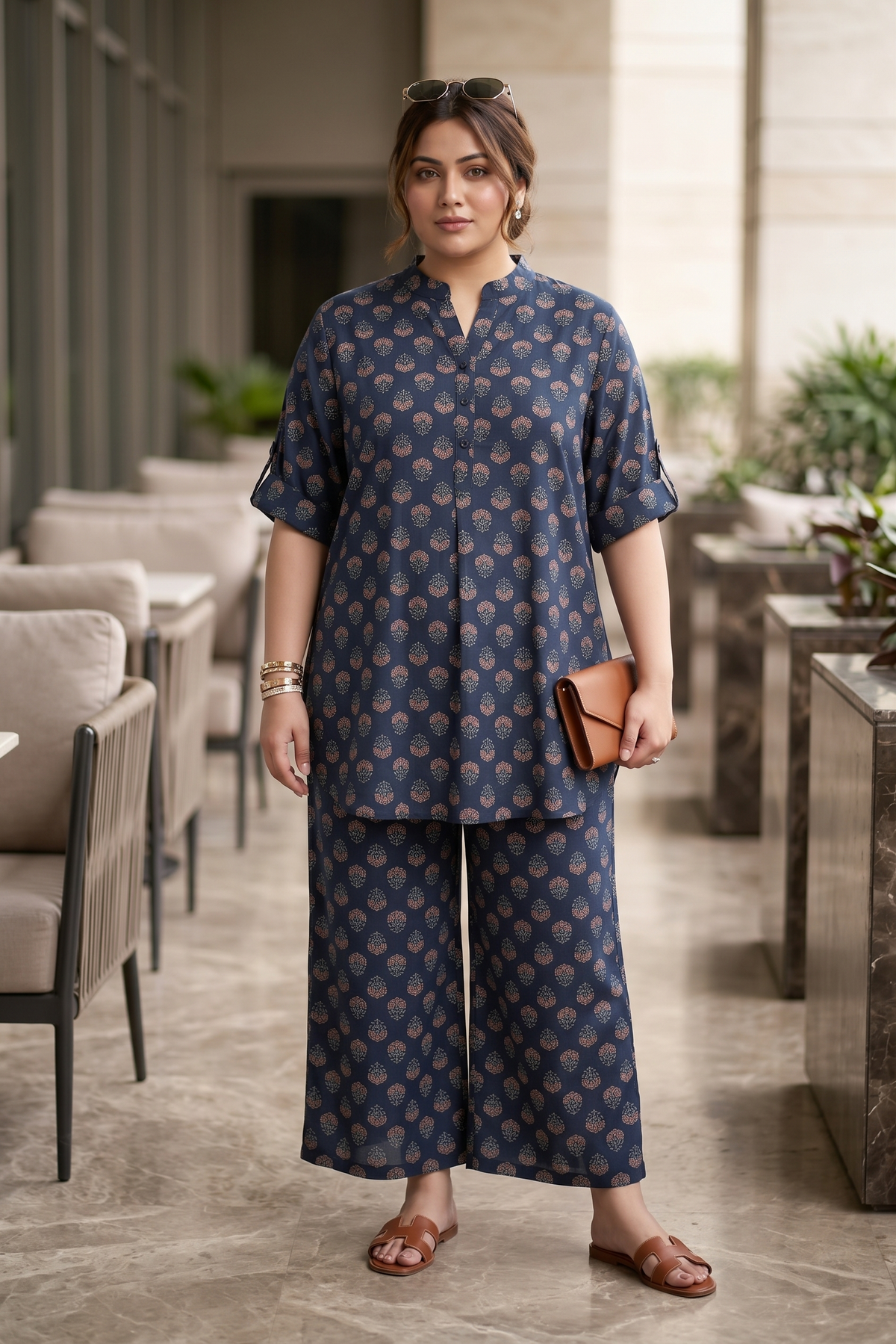 Blue Booti Print 100% Cotton Co-Ord Set