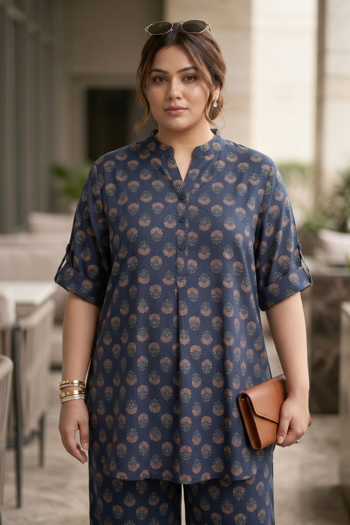Blue Booti Print 100% Cotton Co-Ord Set