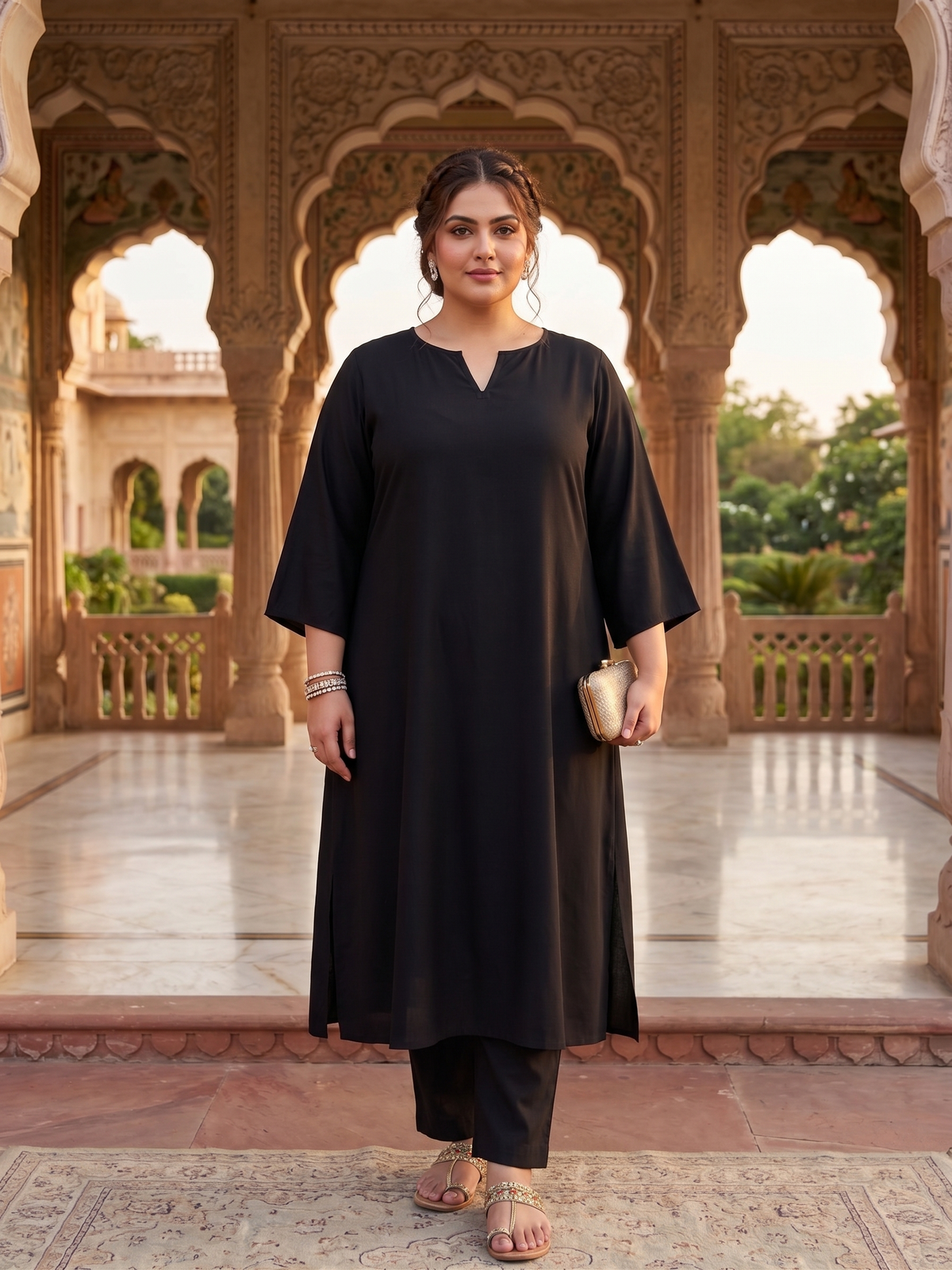 BLACK PAITHANI COORD SET-PLUS SIZE