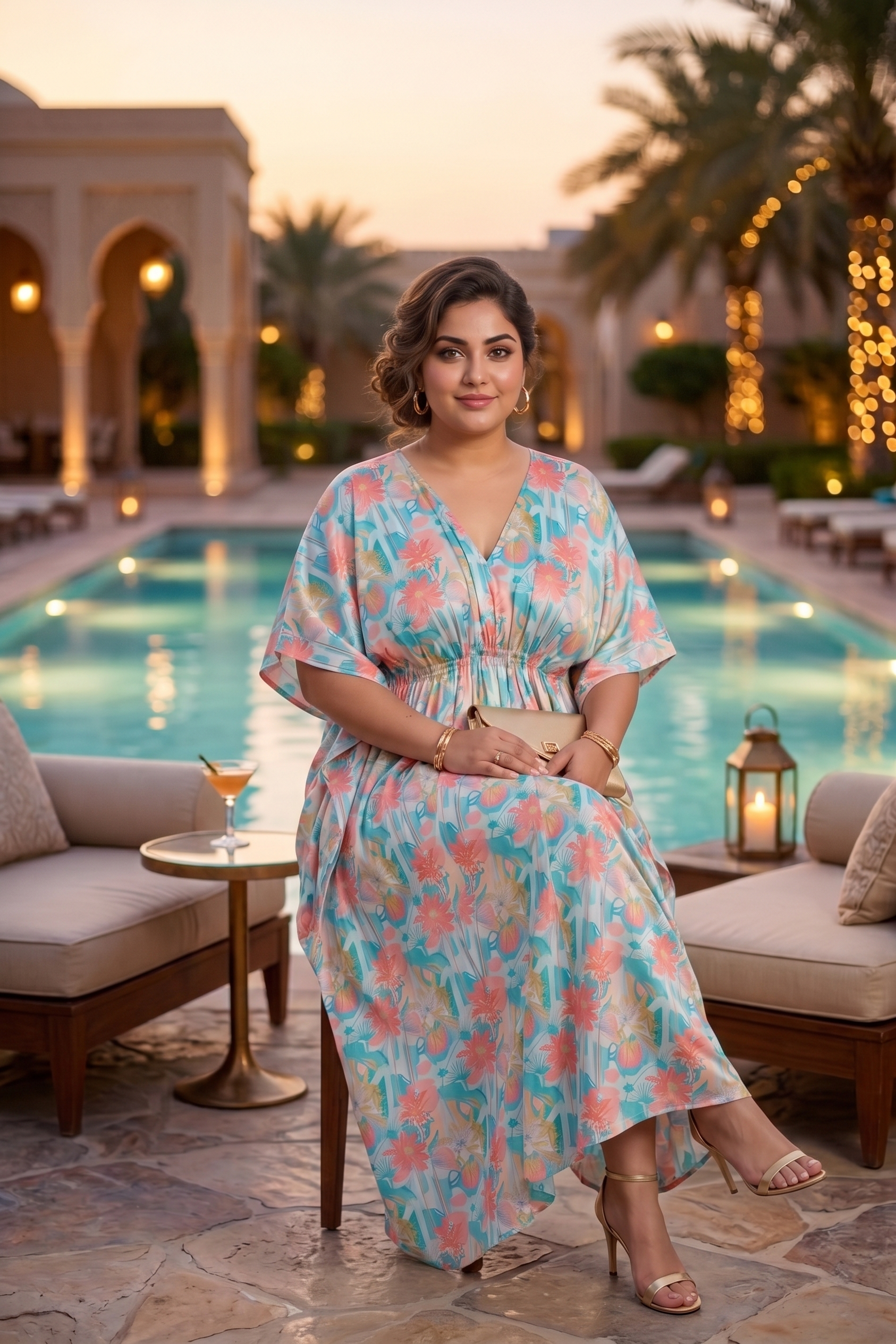 Satin Floral Draped Gown