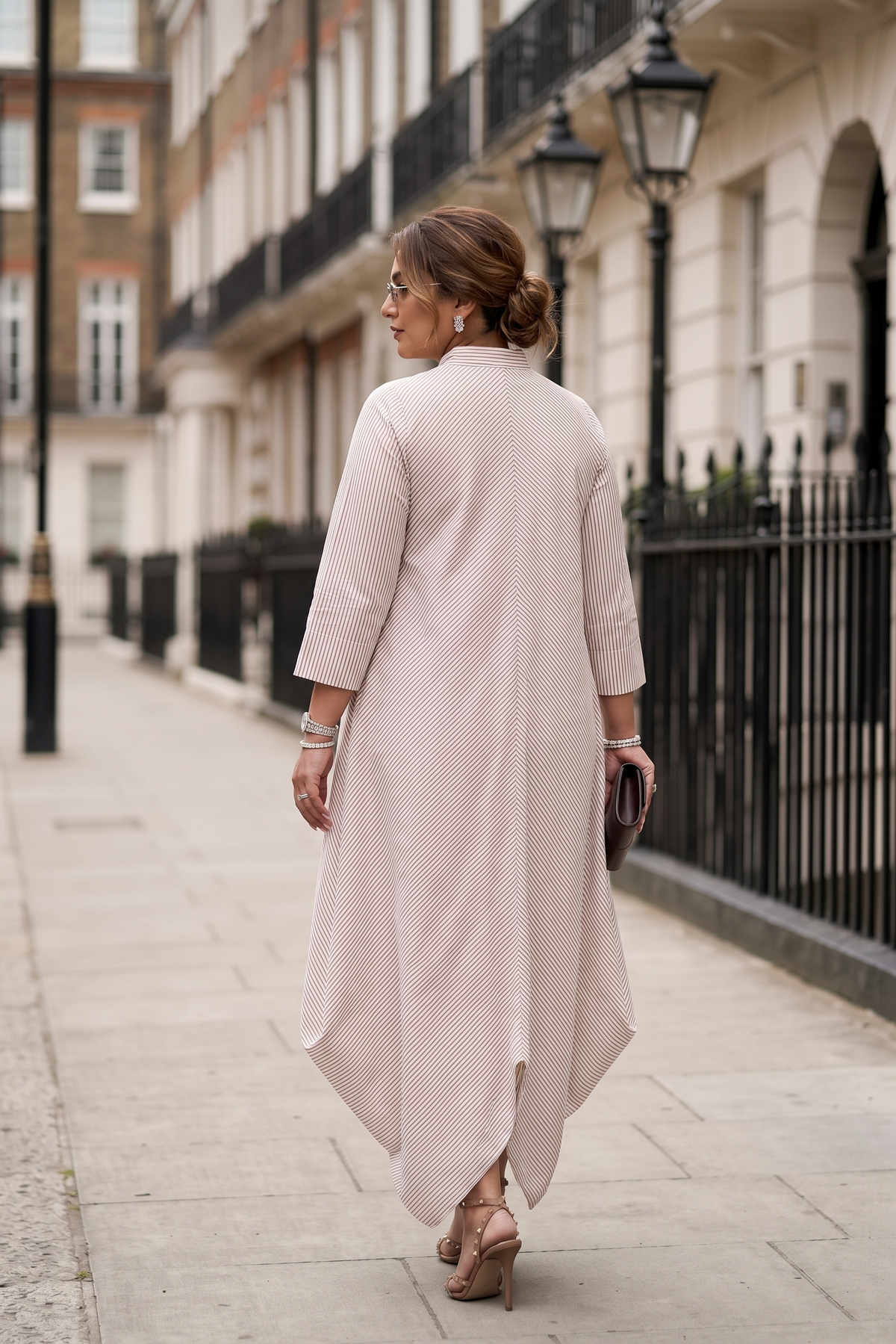 Regular Striped Cowled Dress