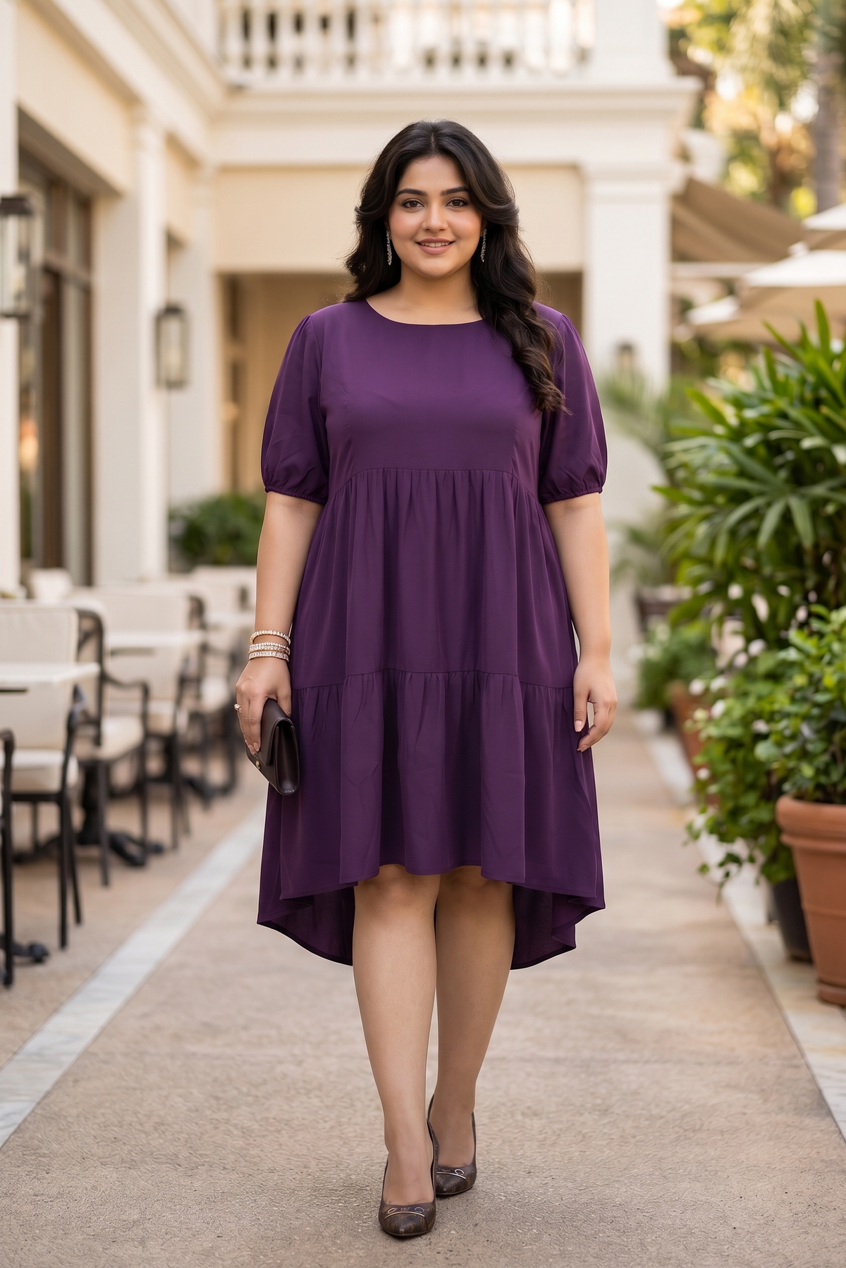 Purple Tiered Short Dress