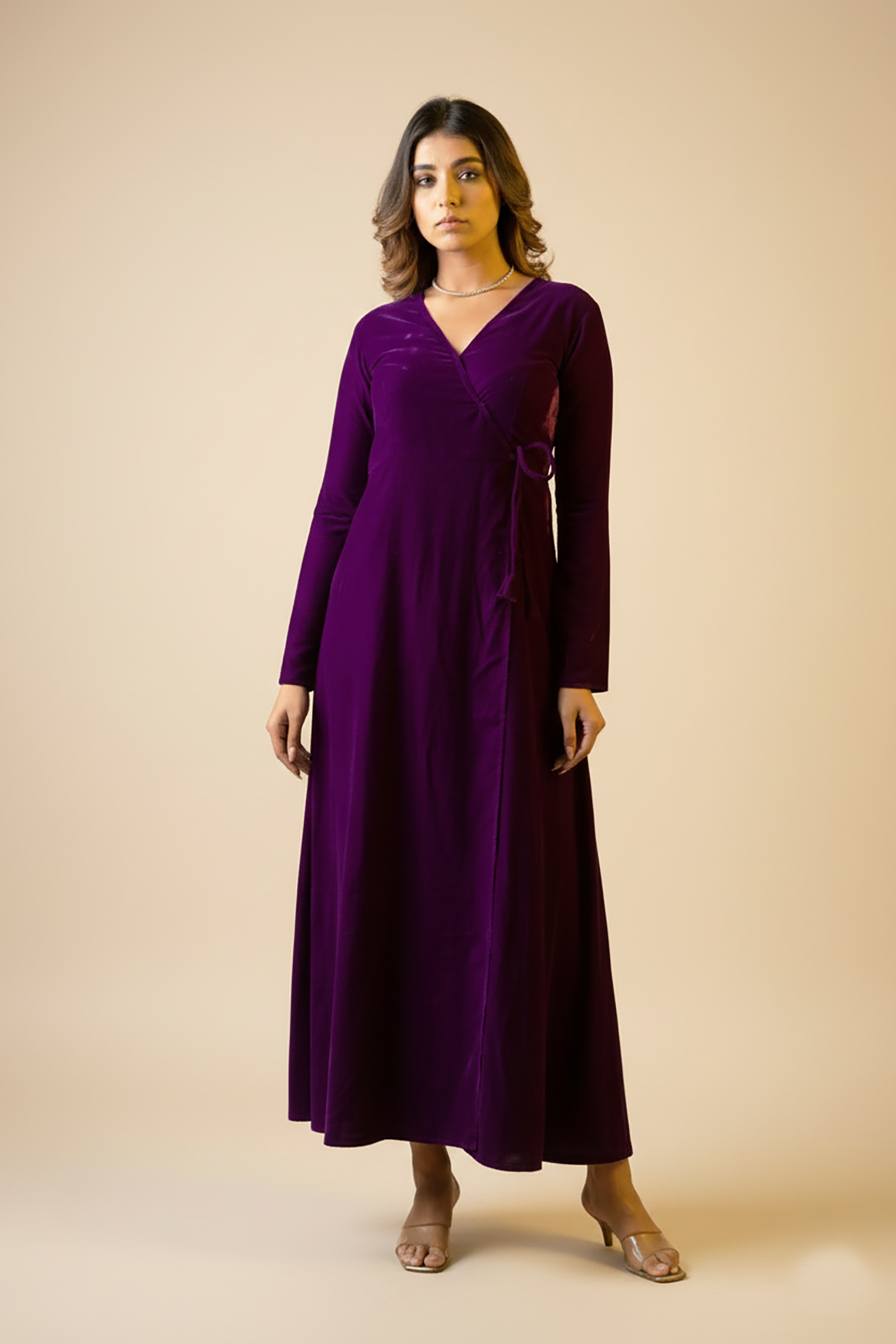 Purple Velvet Wrap Gown