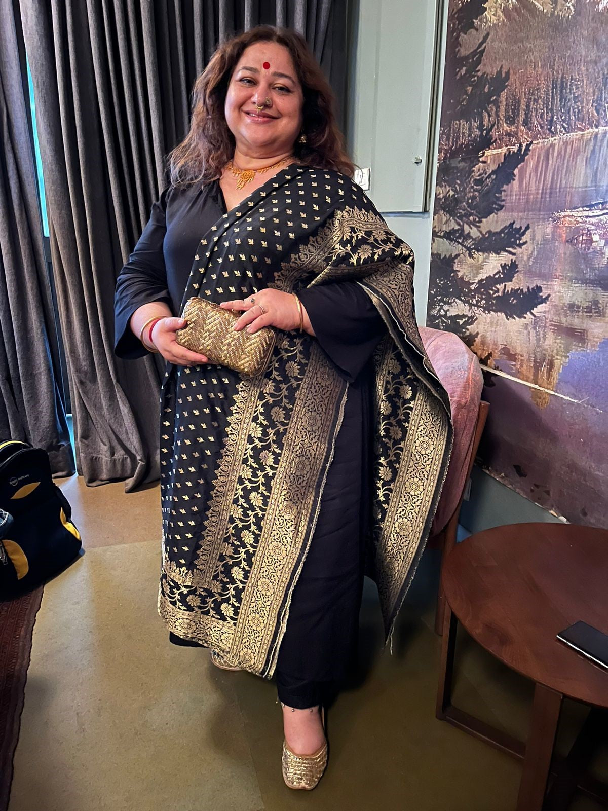 BLACK PAITHANI CO-ORD SET -PLUS SIZE(SET OF 2)