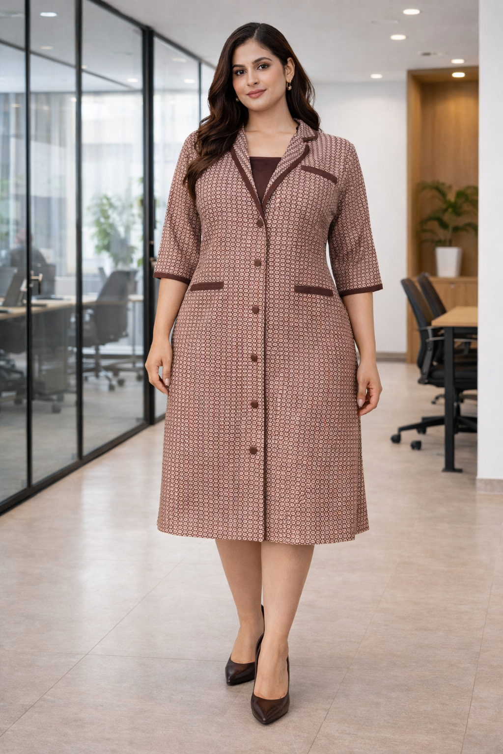 Collared Jacket Cotton Dress