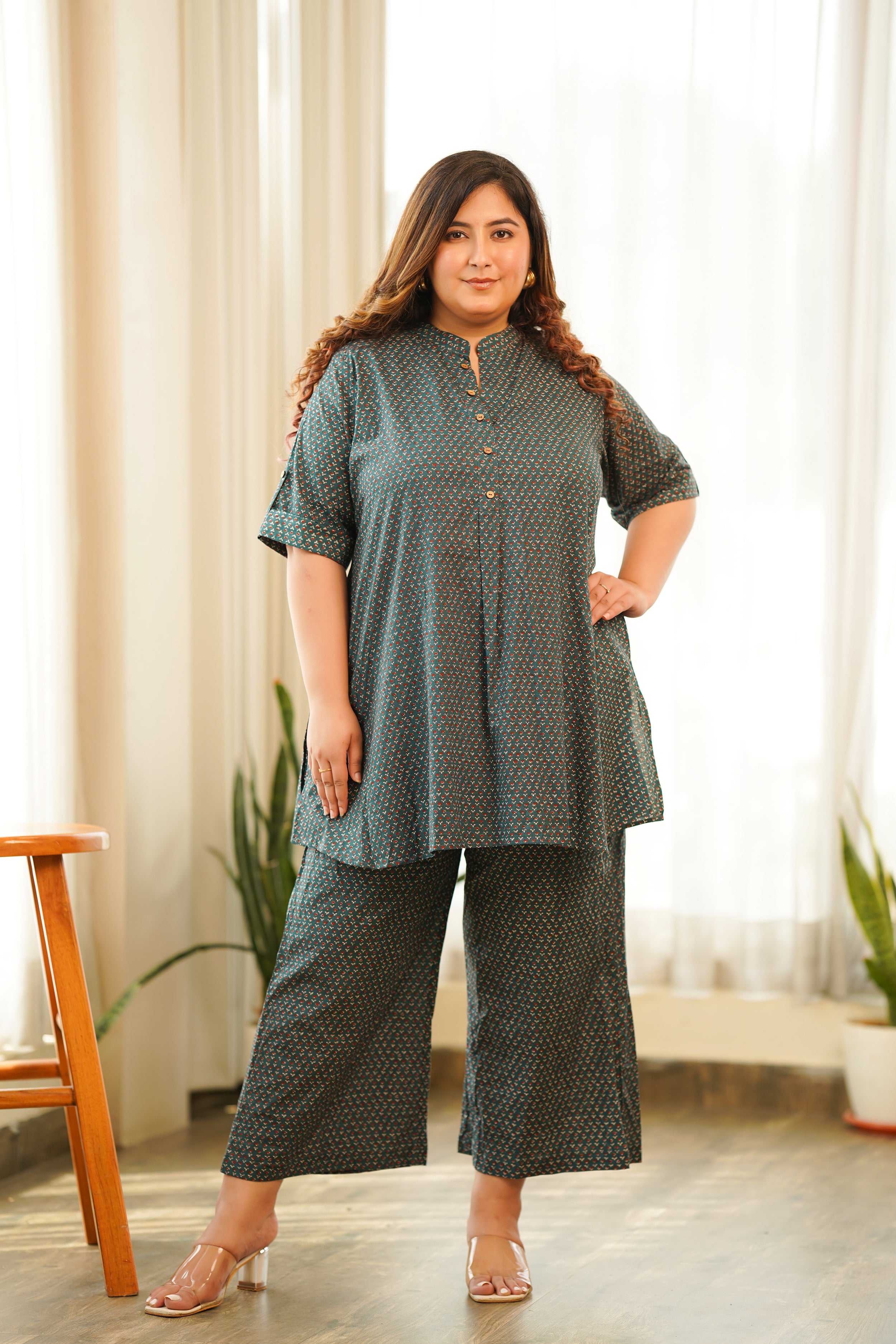 Pine Green Booti Buttondown Co-ord Set