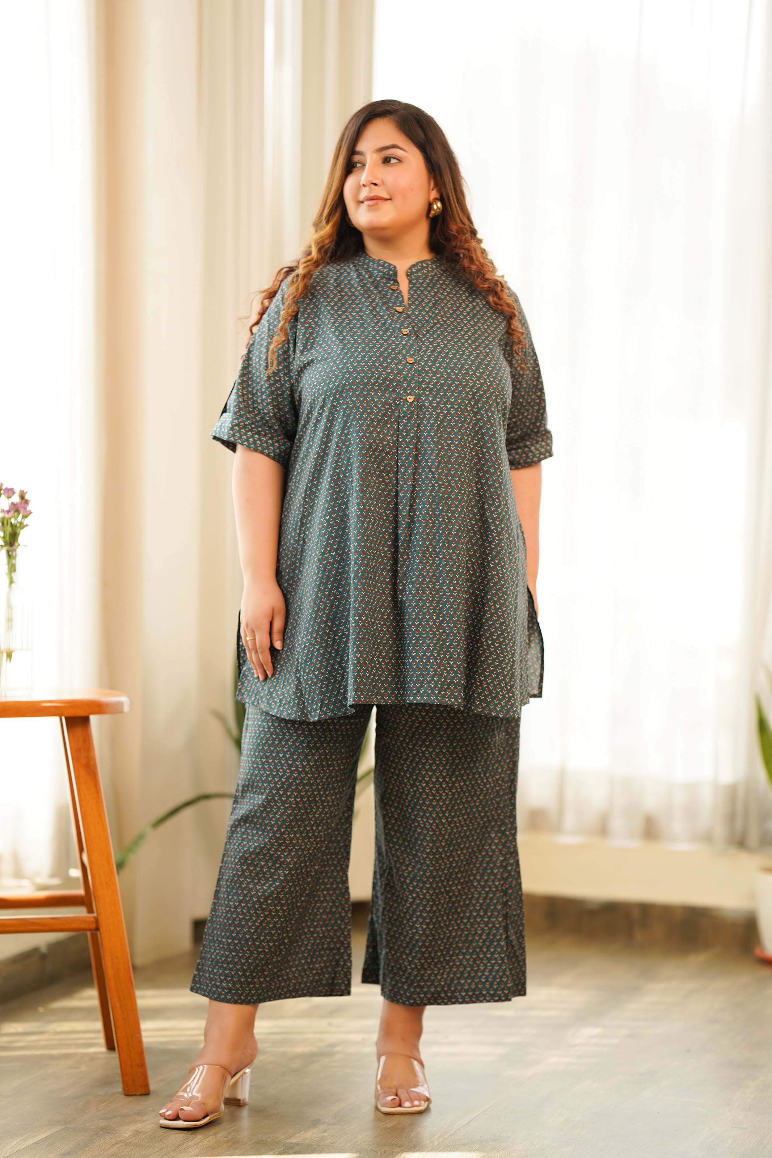 Pine Green Booti Buttondown Co-ord Set