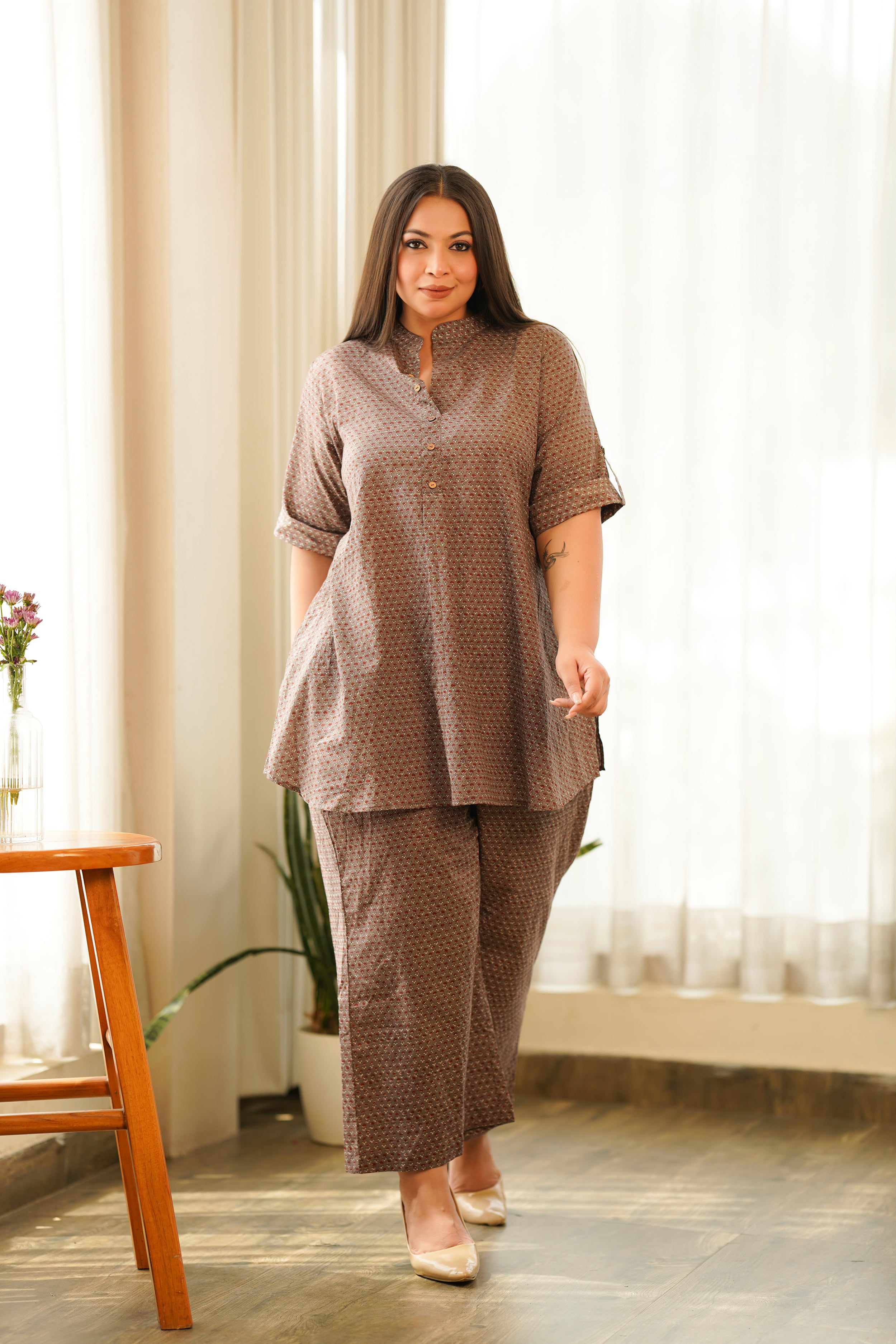 Taupe Brown Booti Co-ord Set