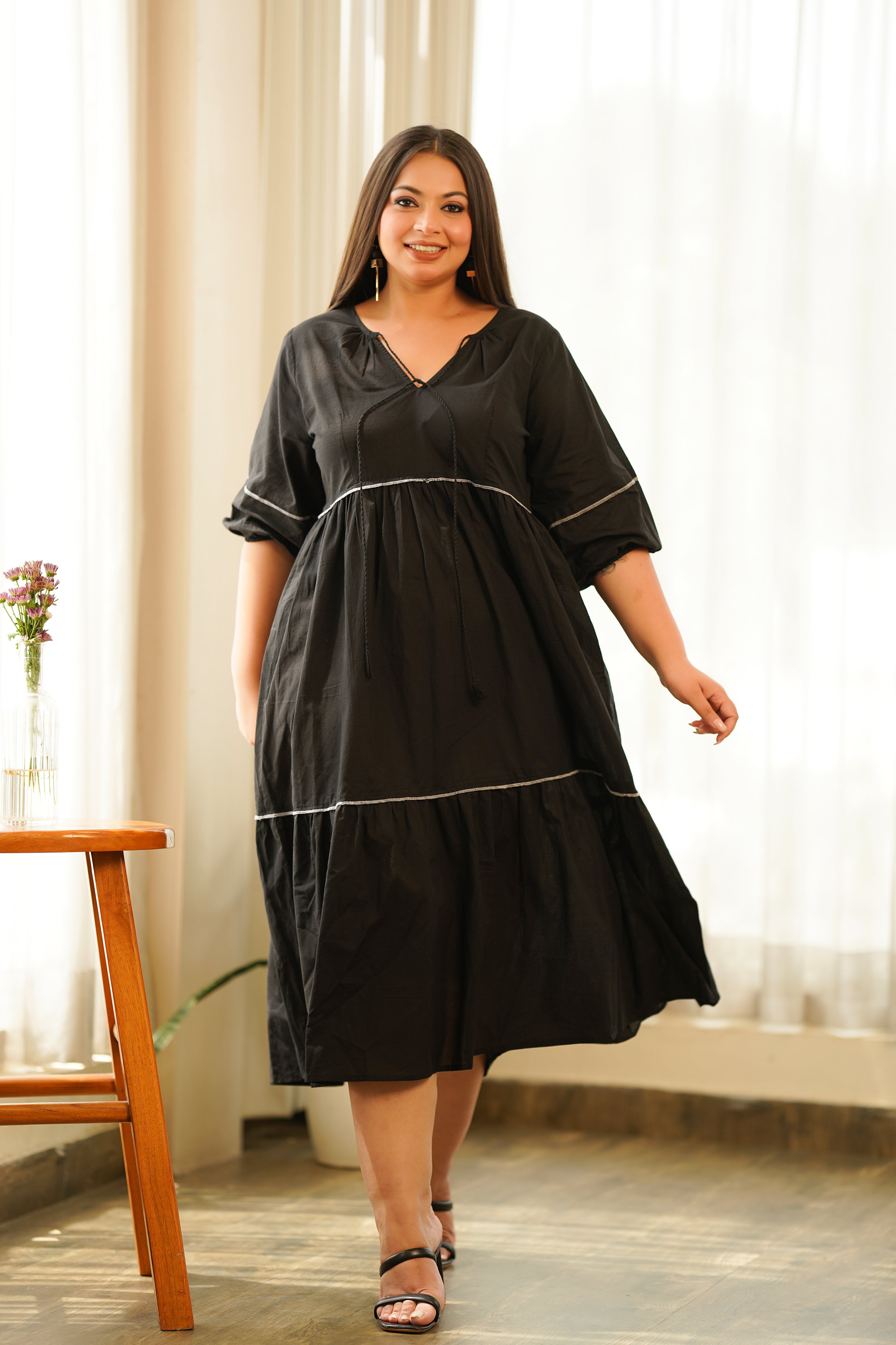 Black Cotton Tiered Dress – Nangaliaruchira