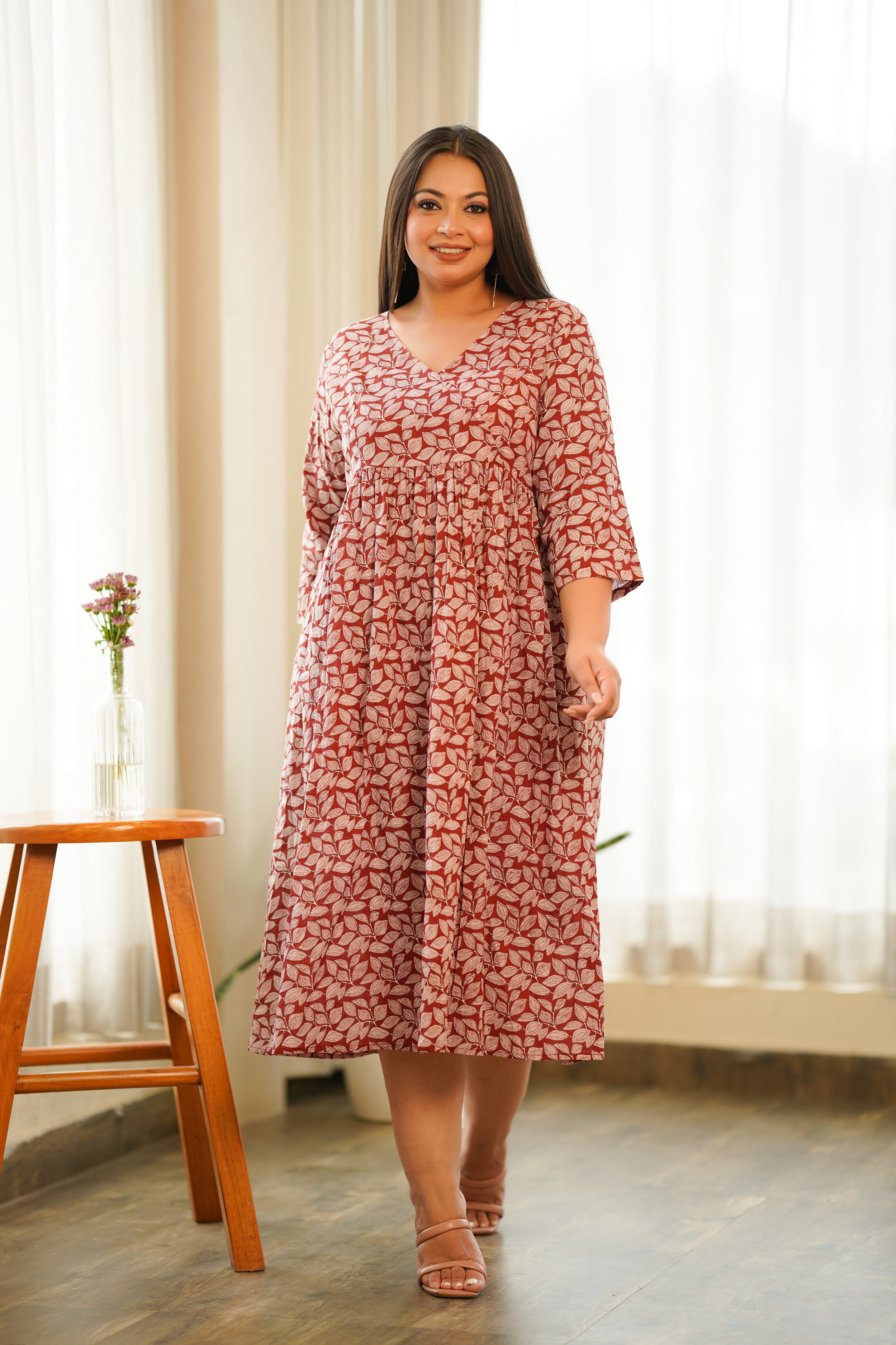 Red Leaf Printed Maxi