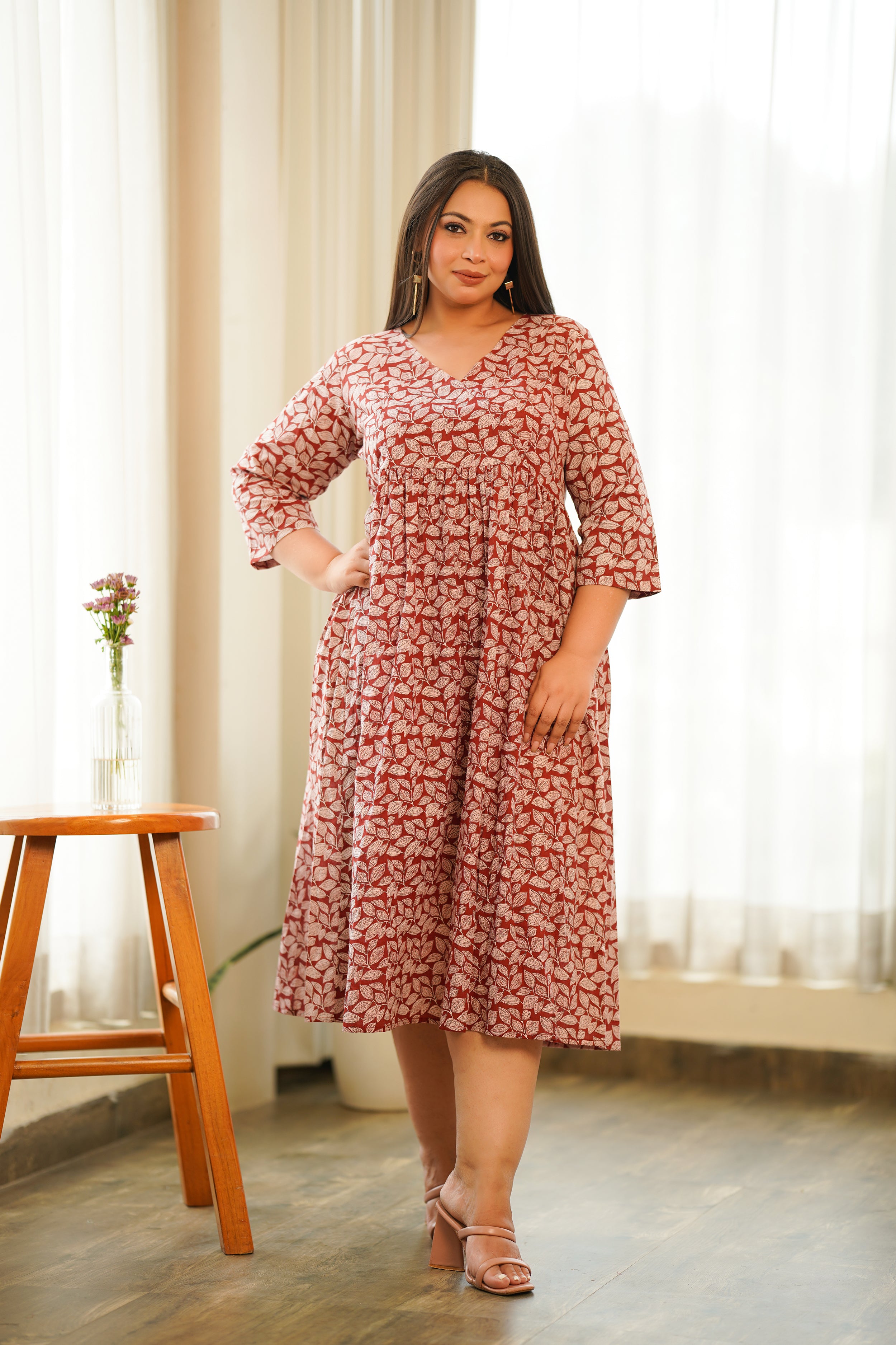 Red Leaf Printed Maxi