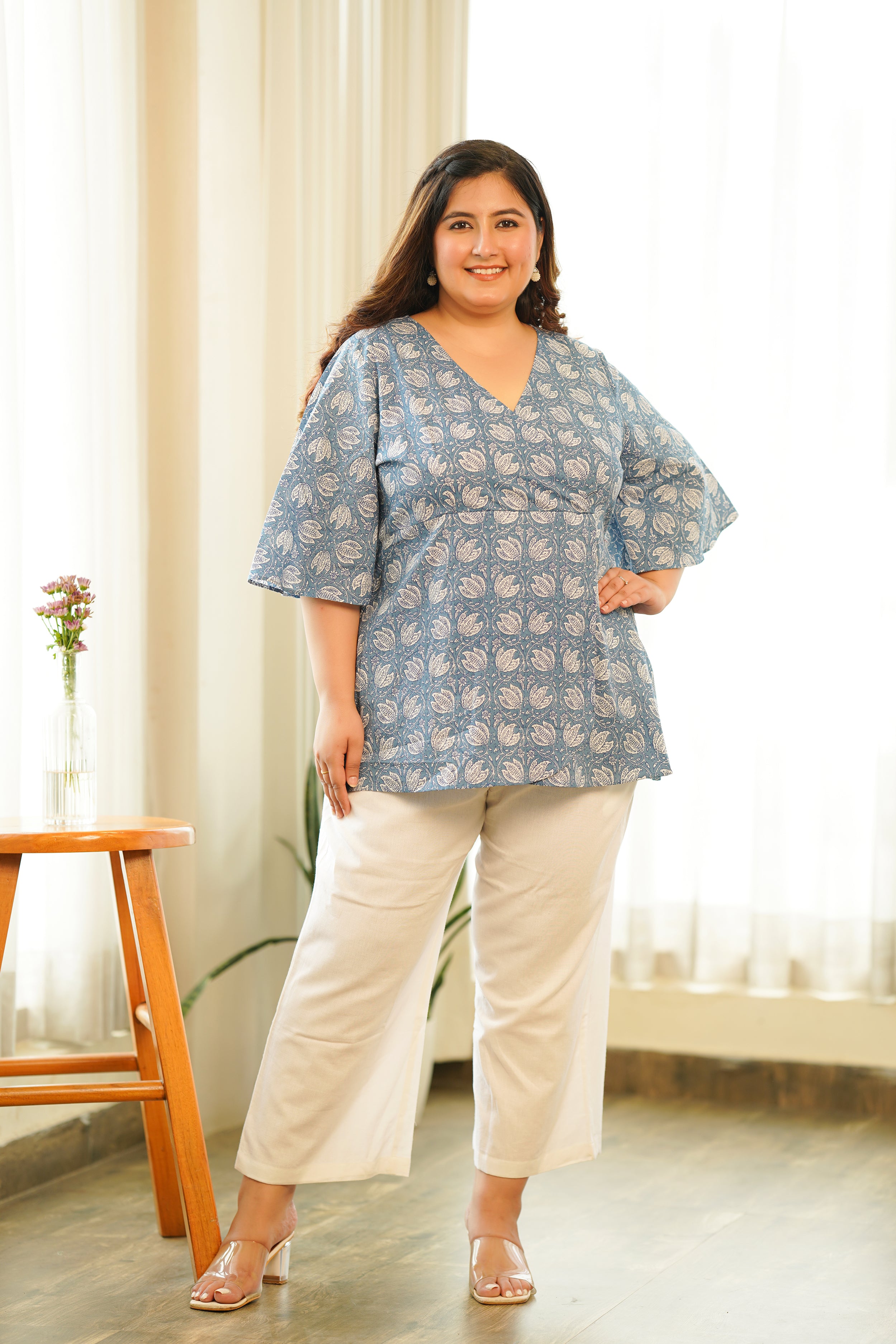 Blue Lotus Printed Top