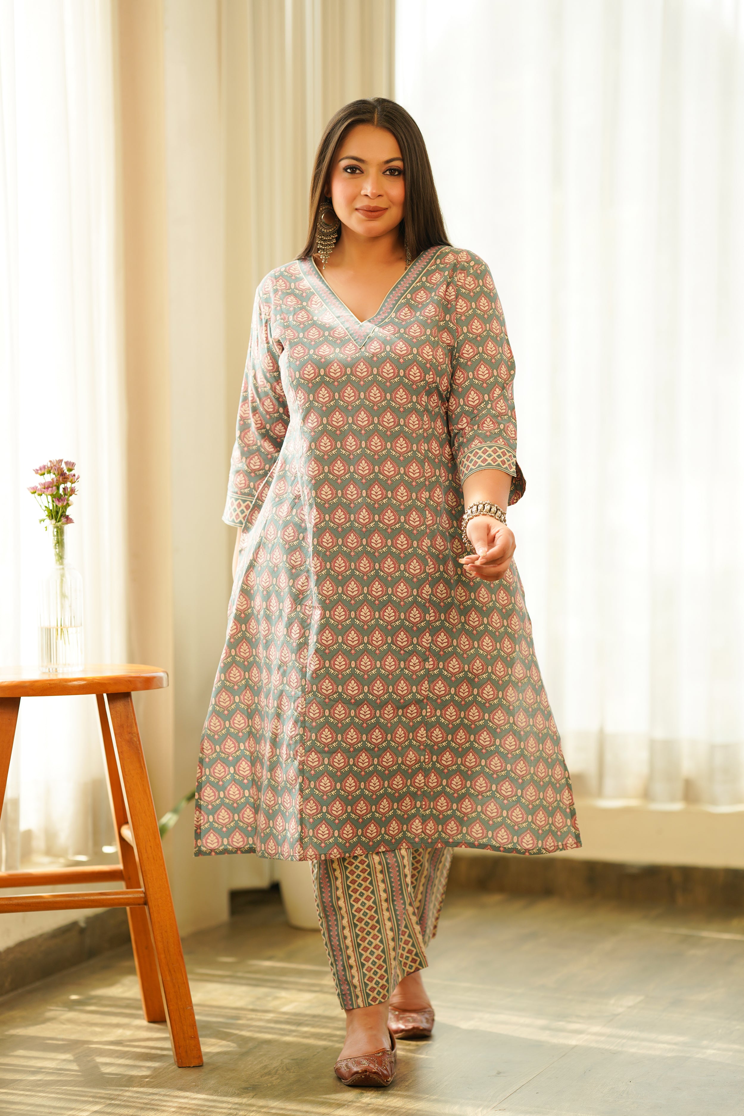 Boho Printed Cotton Kurta Set - (Set of 2)