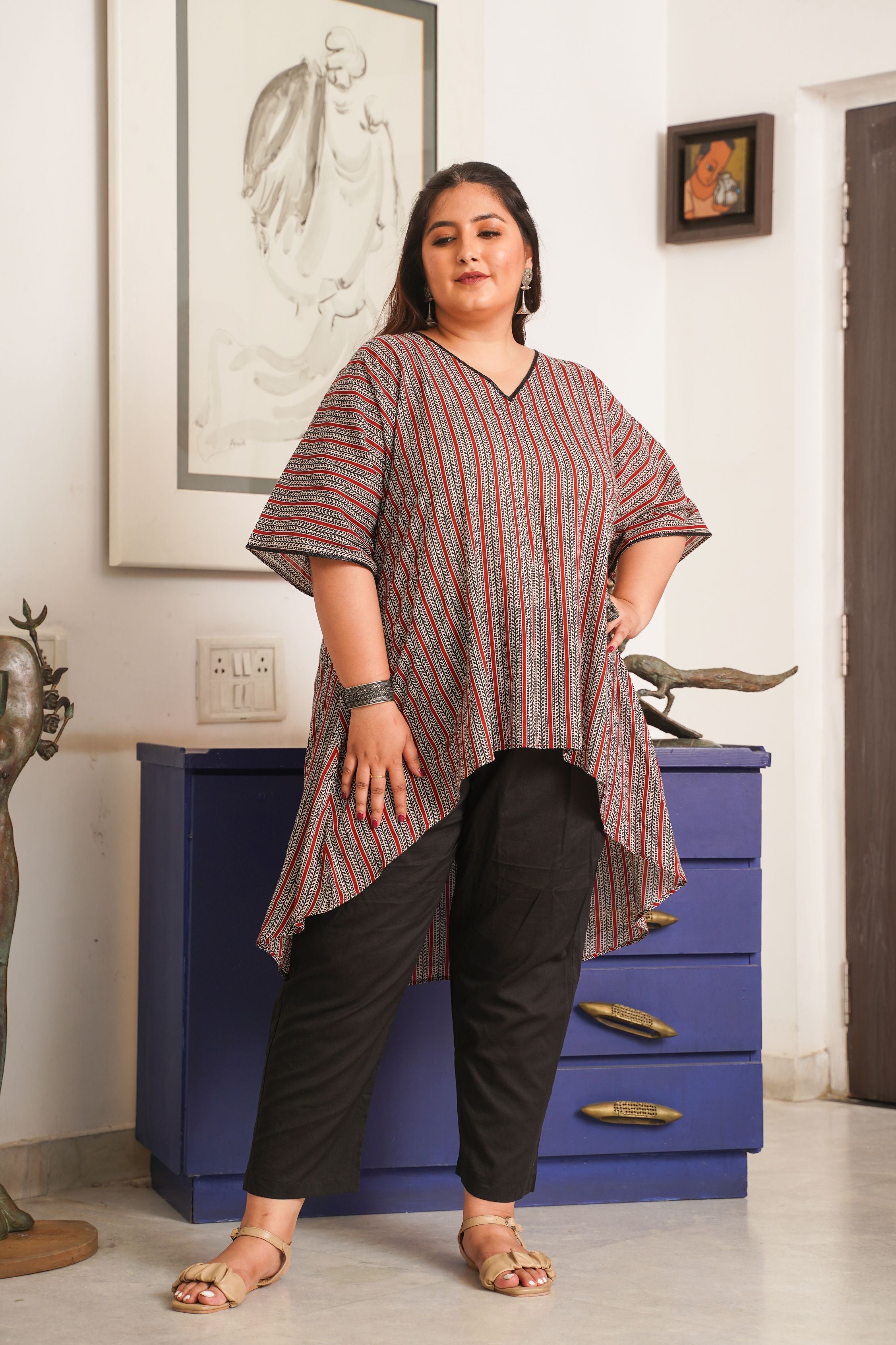 BOHO STRIPES ANTI-FIT TOP AND MID-RISE RELAXED FIT PANTS (SET OF 2)