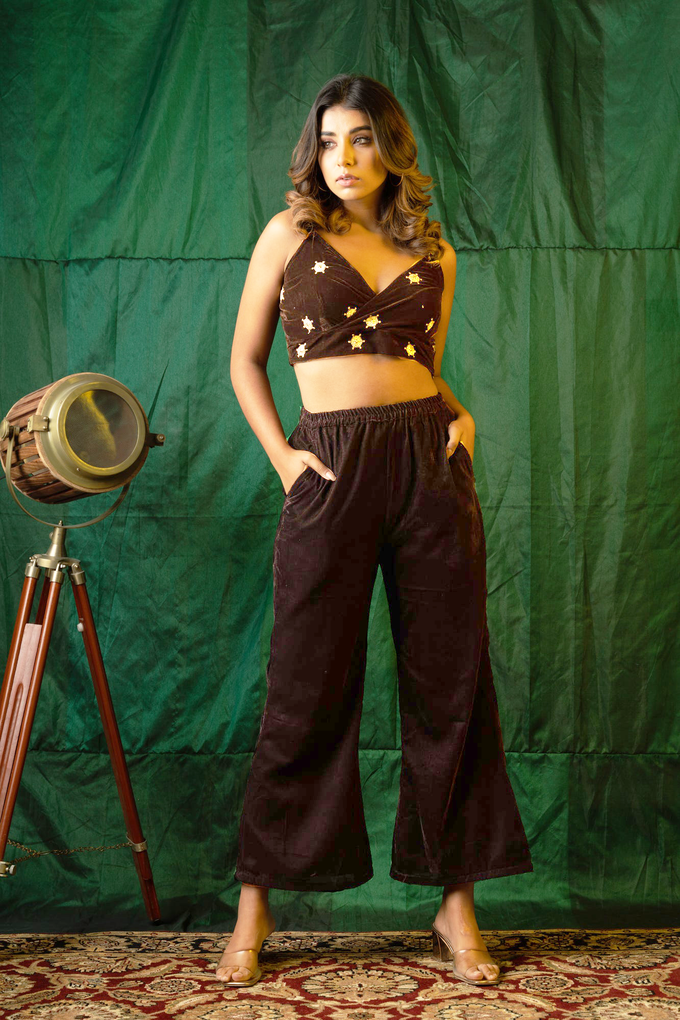 Brown Velvet Gold Bralet