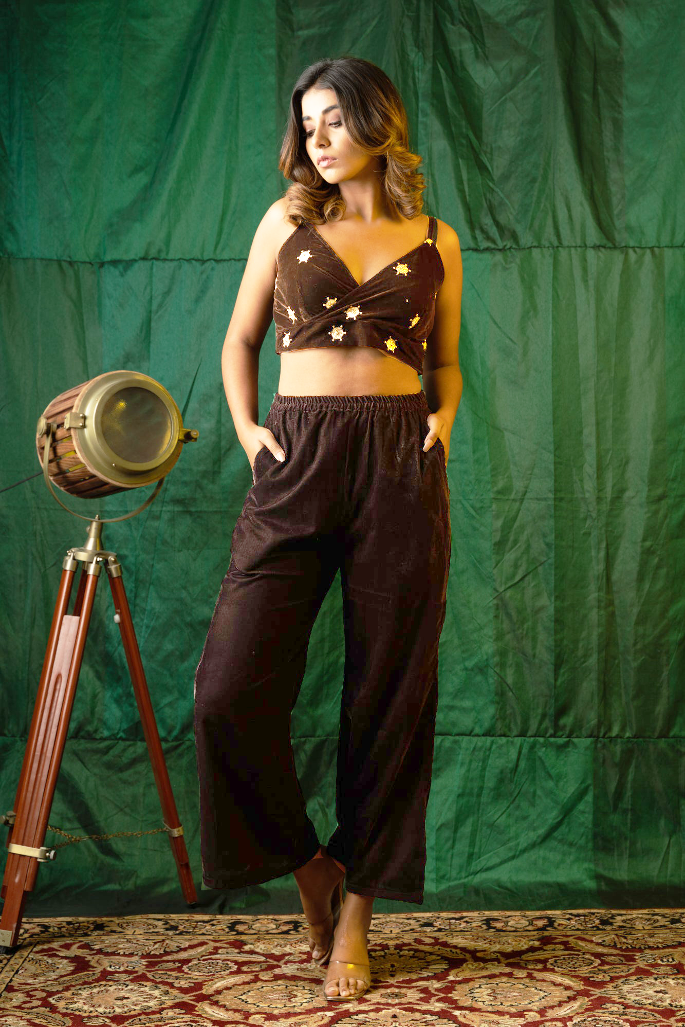 Brown Velvet Gold Bralet