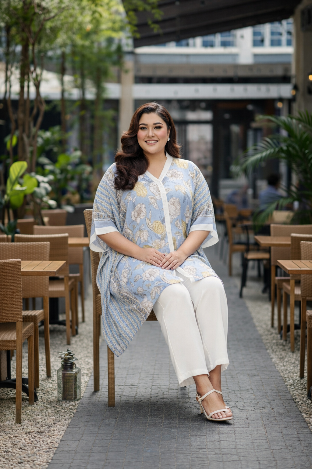 Breezy Printed Mulmul Kaftan Pants Set(Set of 3)