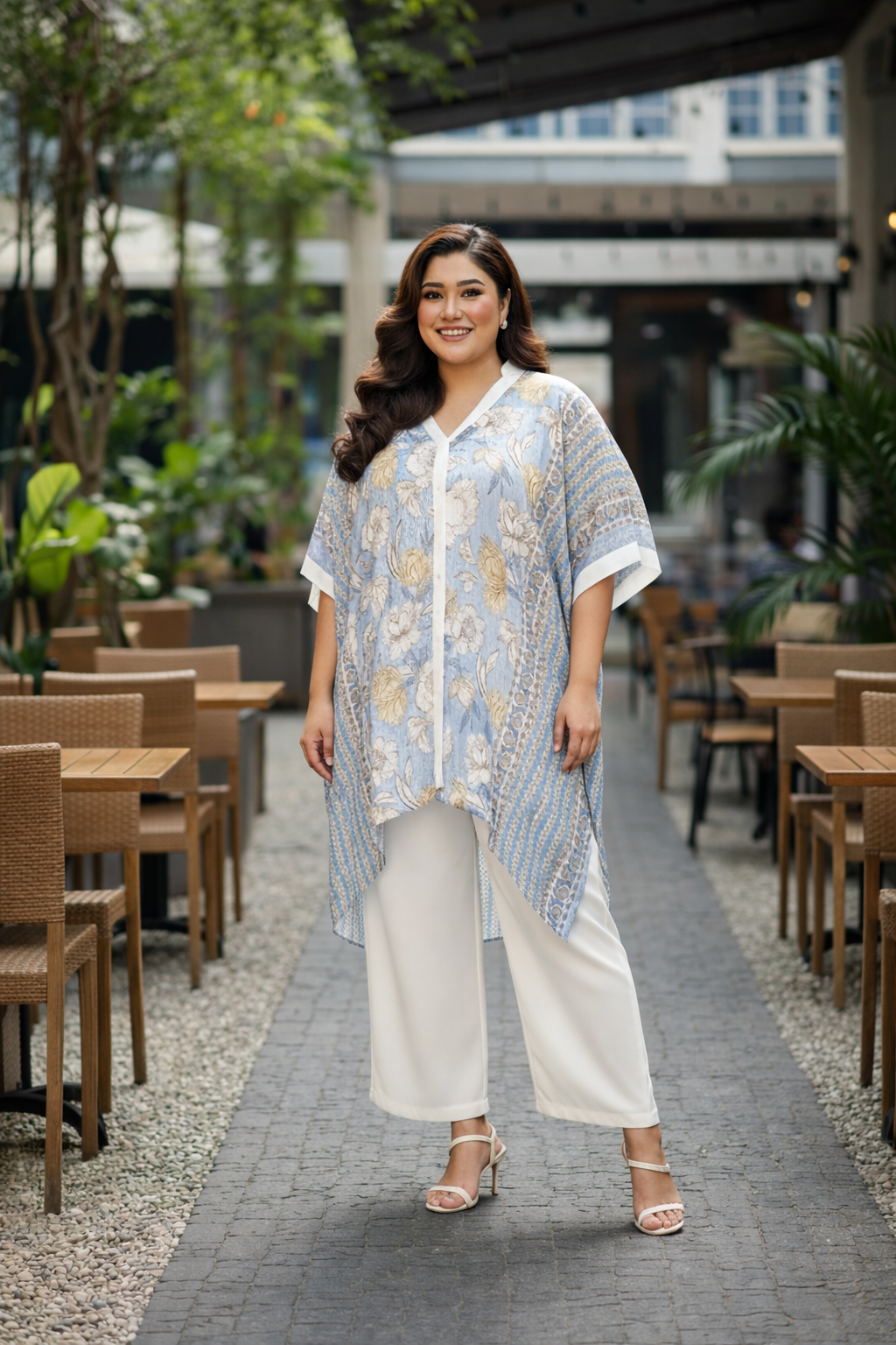 Breezy Printed Mulmul Kaftan Pants Set(Set of 3)