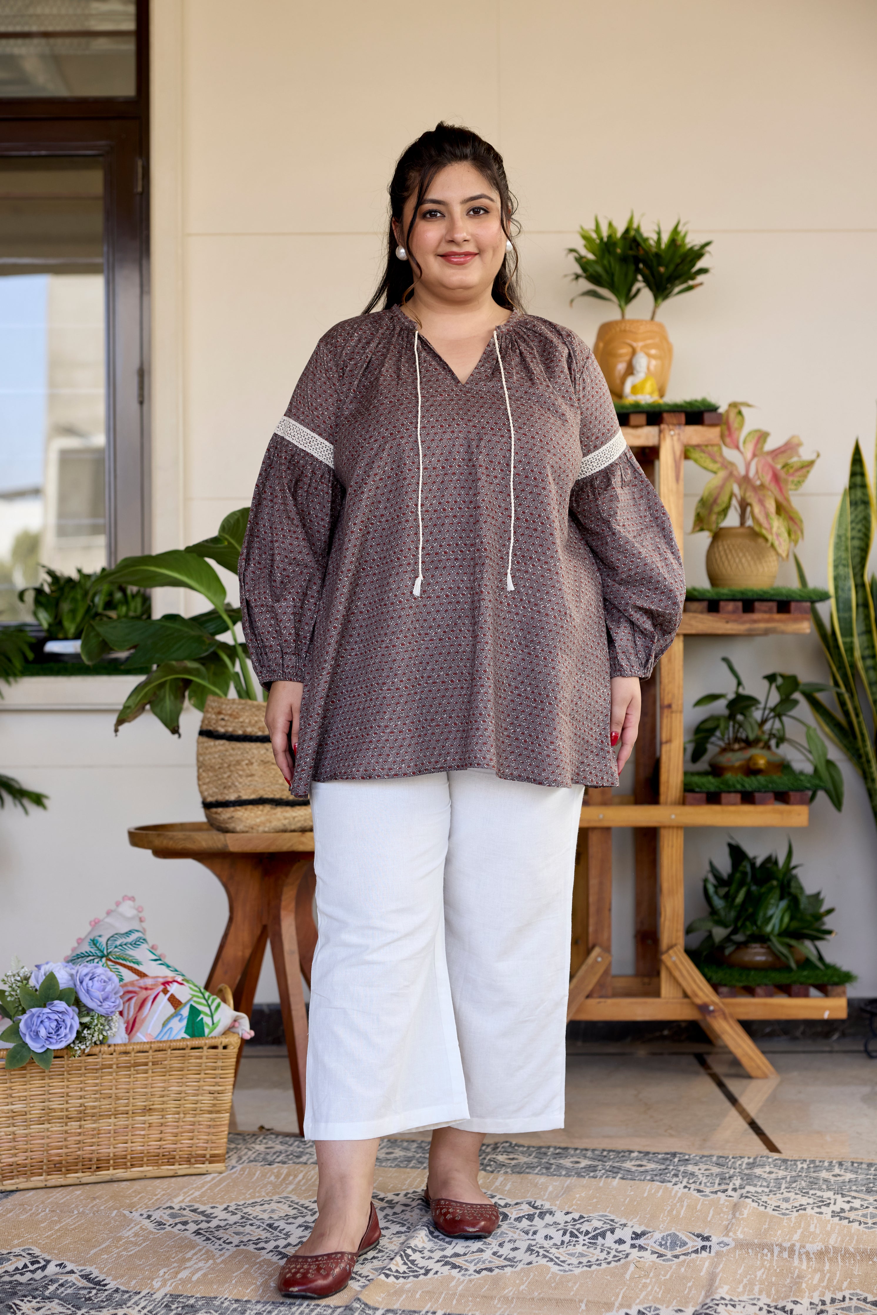 Rustic Charm Sanganeri print Top (Only Top)