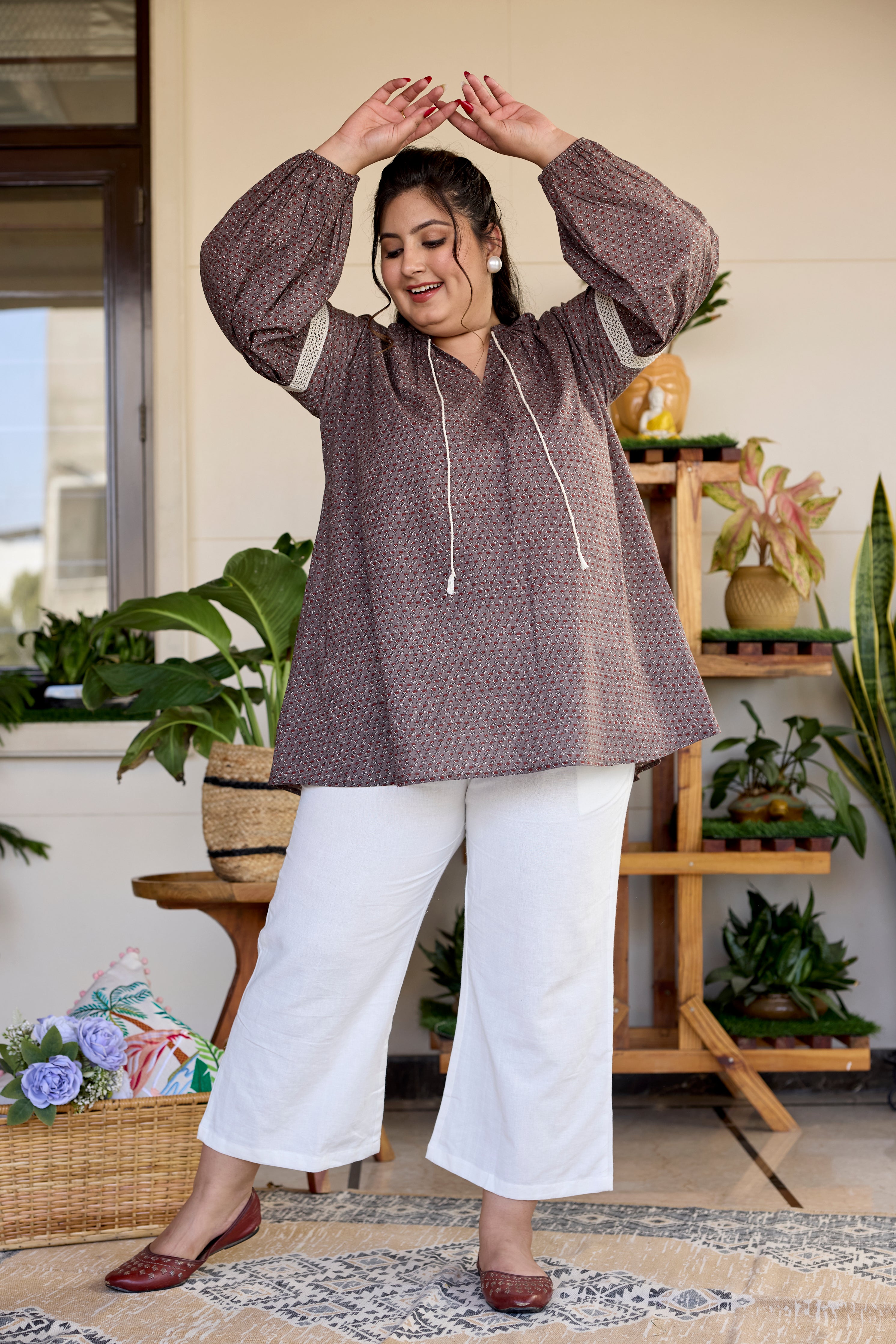 Rustic Charm Sanganeri print Top (Only Top)