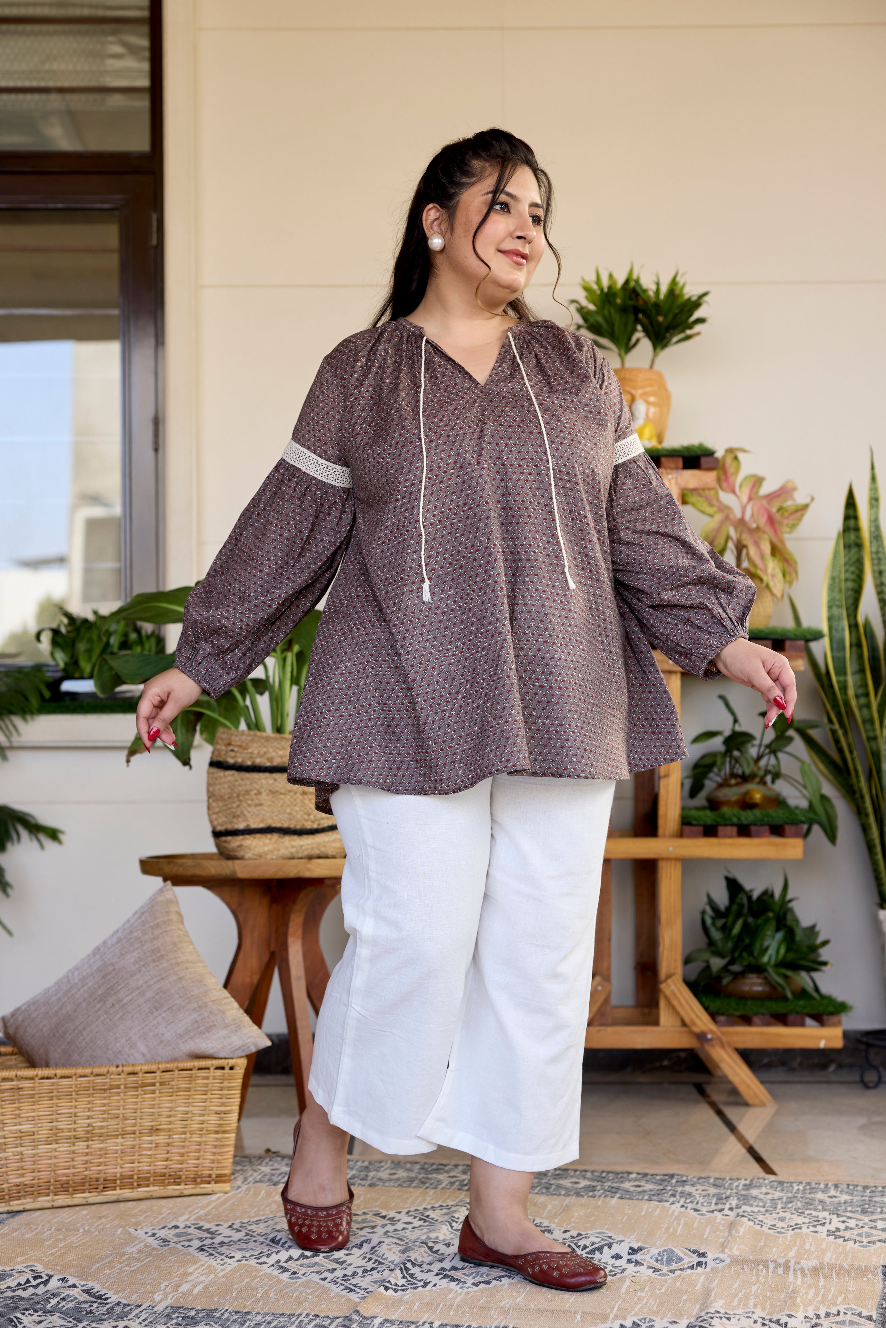 Rustic Charm Sanganeri print Top (Only Top)