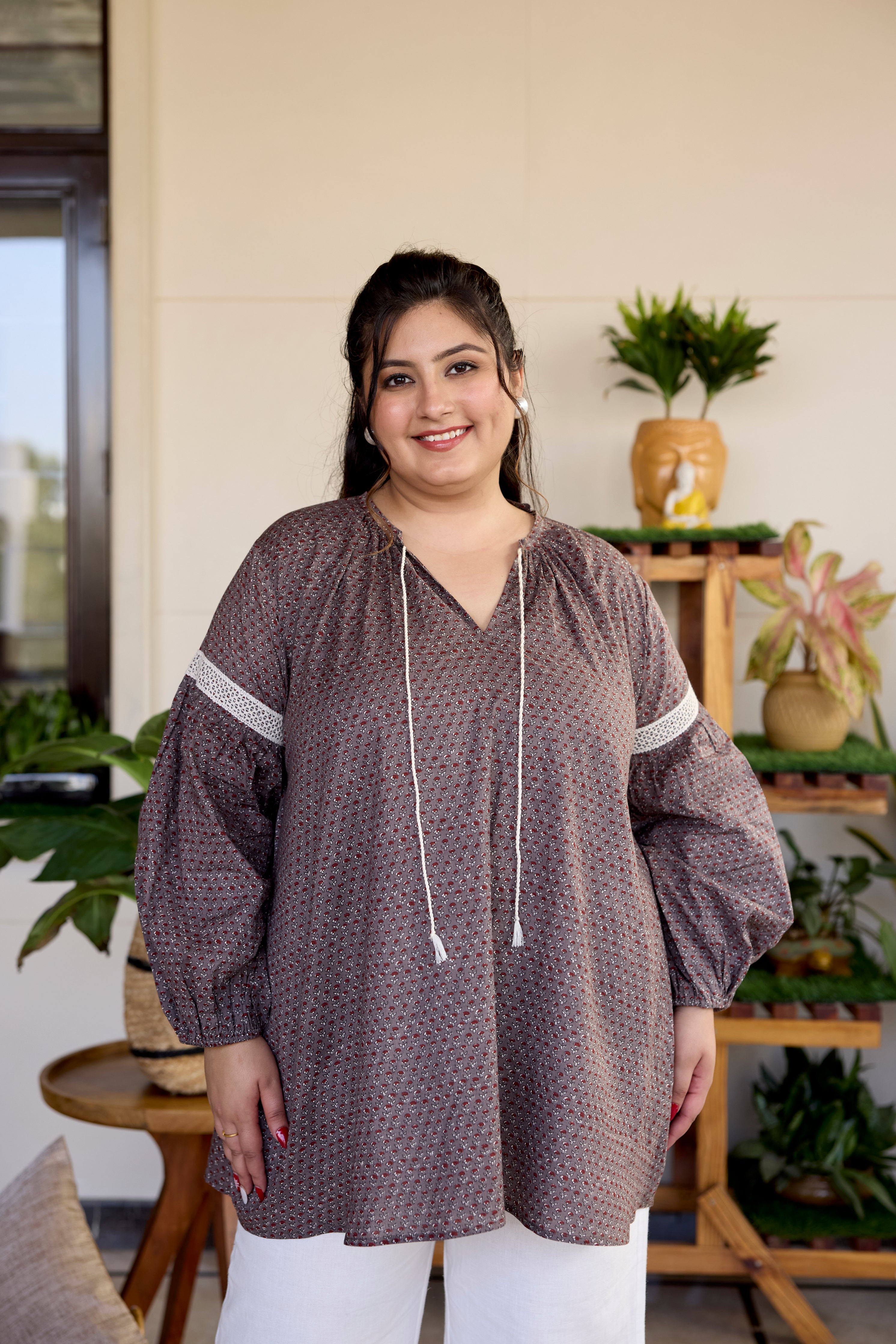 Rustic Charm Sanganeri print Top (Only Top)