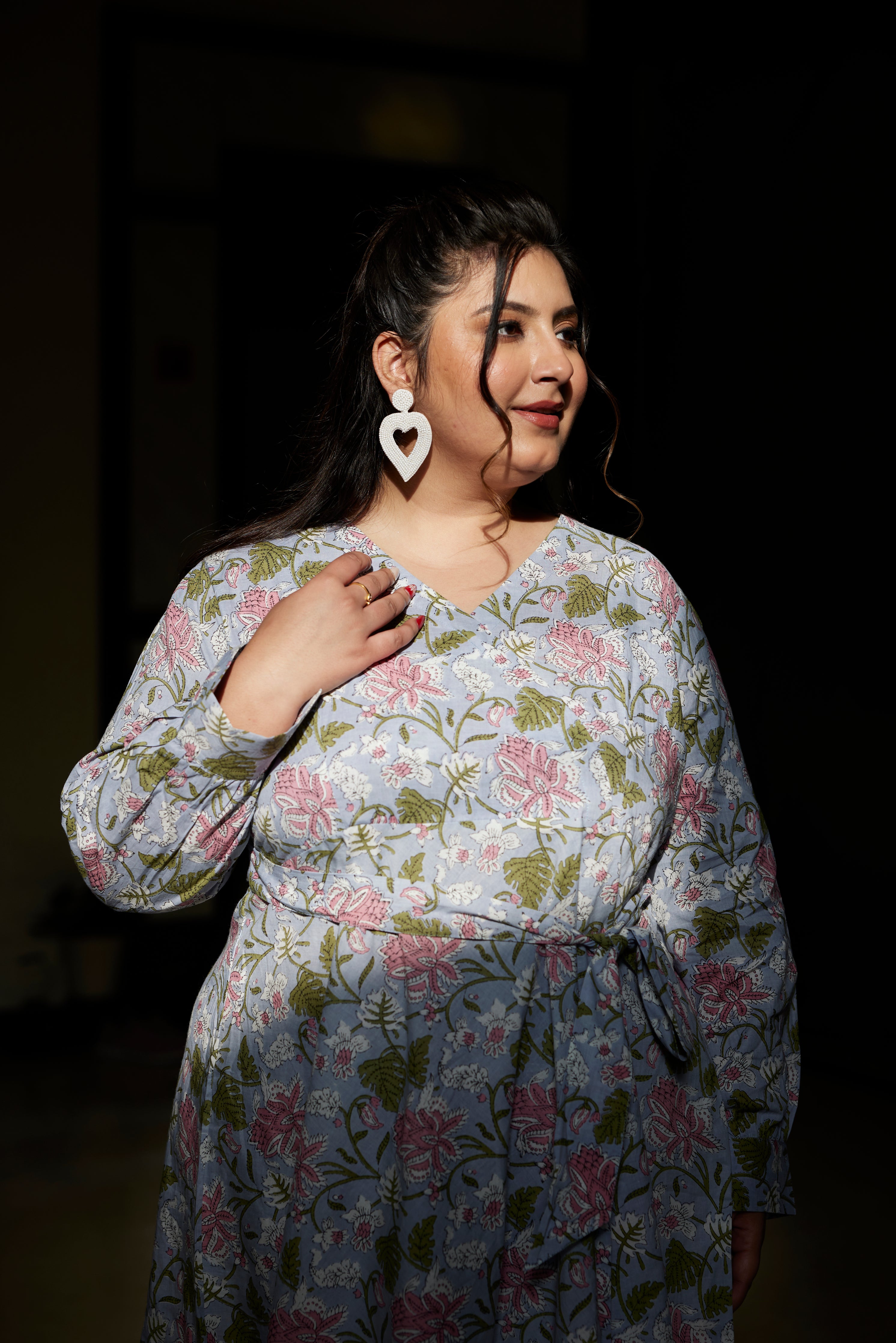 TROPICAL BLUE WRAP DRESS