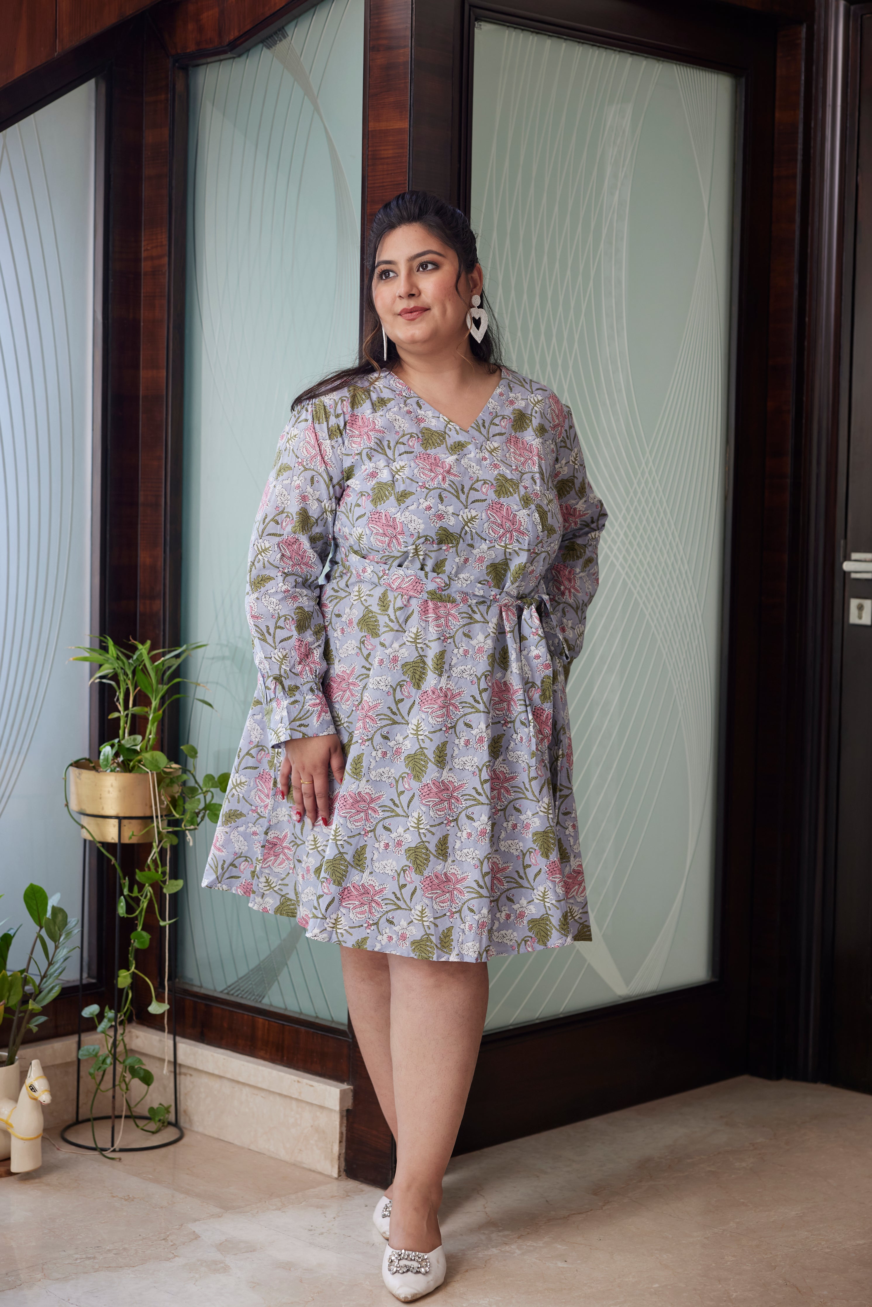 TROPICAL BLUE WRAP DRESS