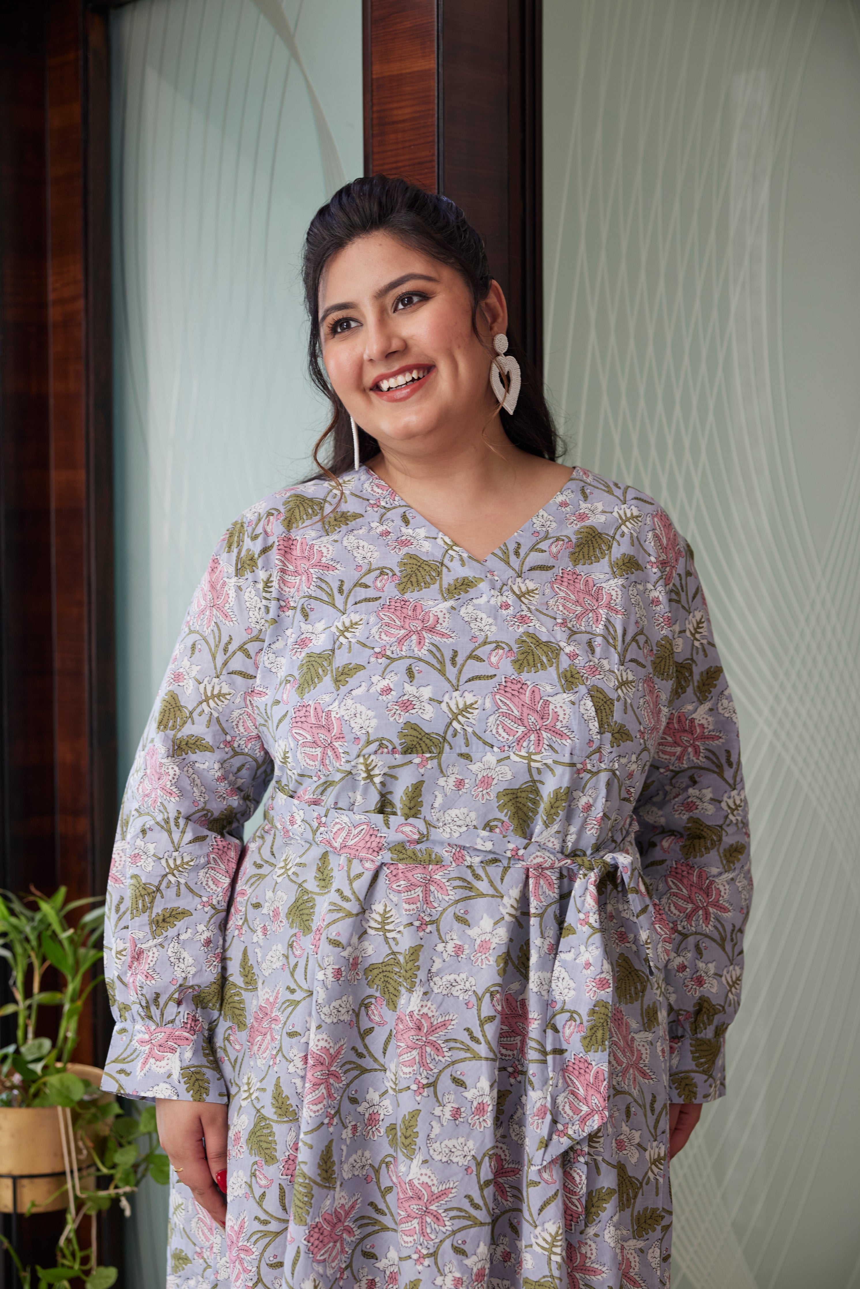 TROPICAL BLUE WRAP DRESS