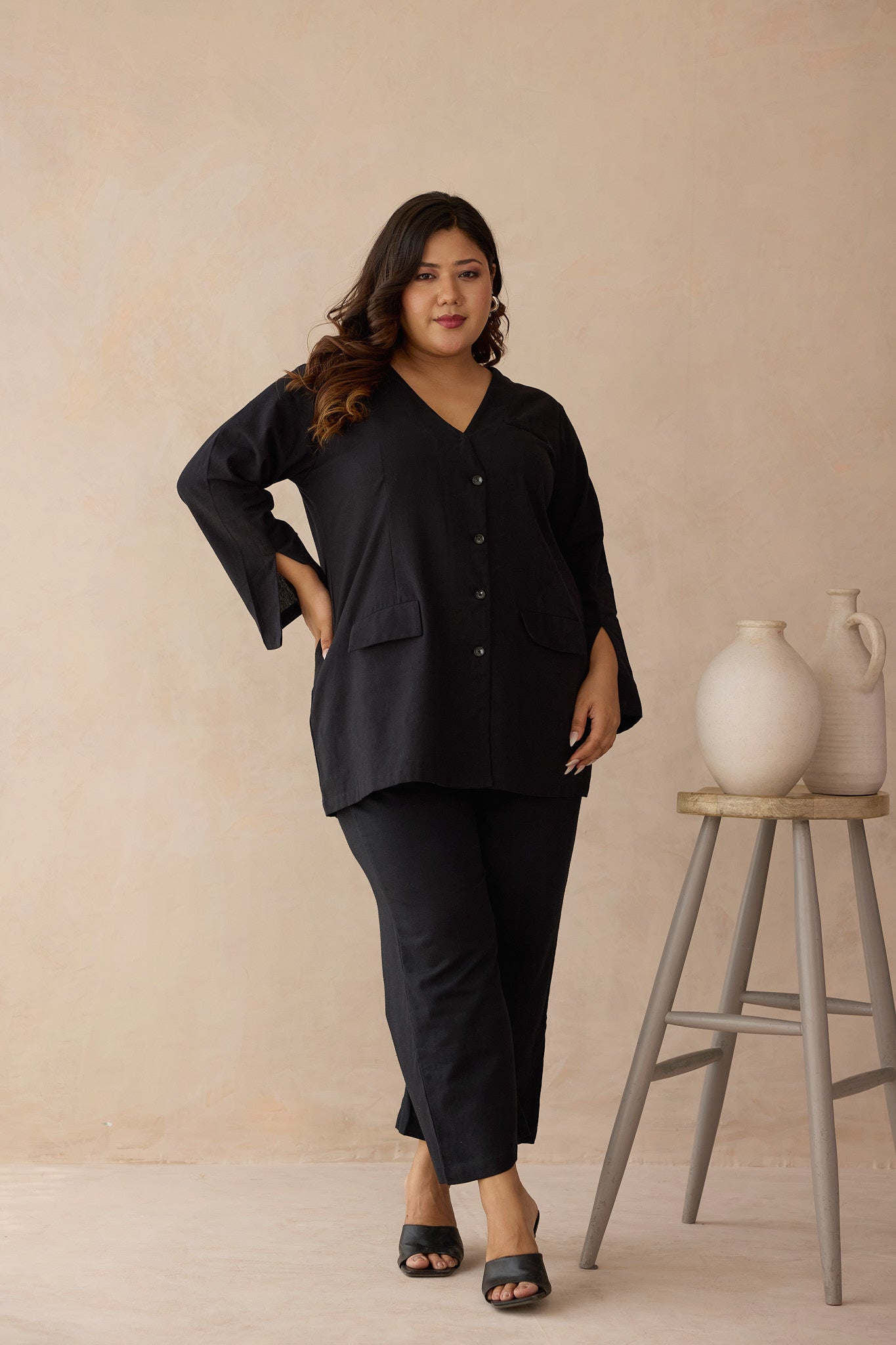 Boss Mode Black Blazer Linen Jacket