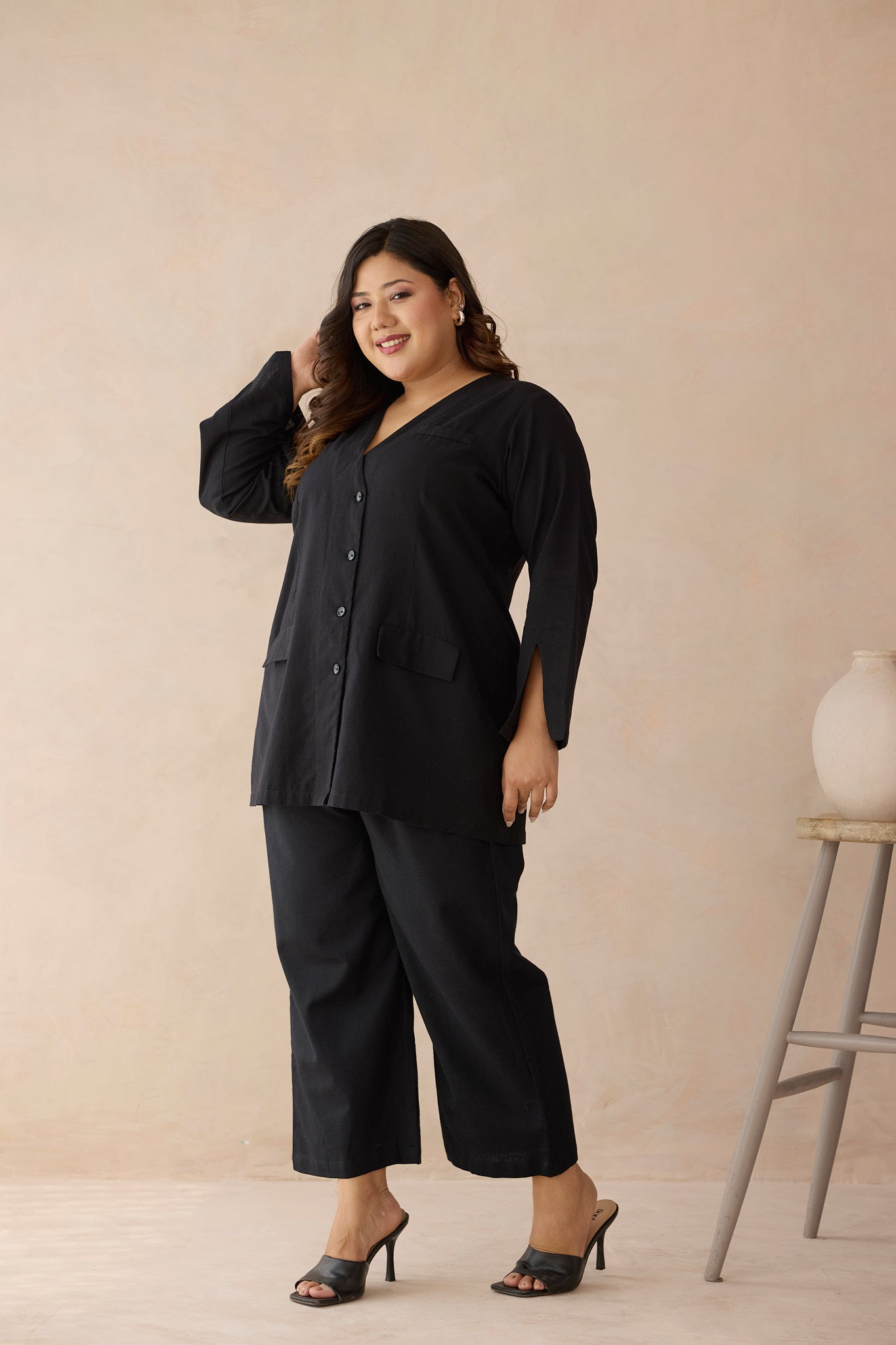 Boss Mode Black Blazer Linen Jacket