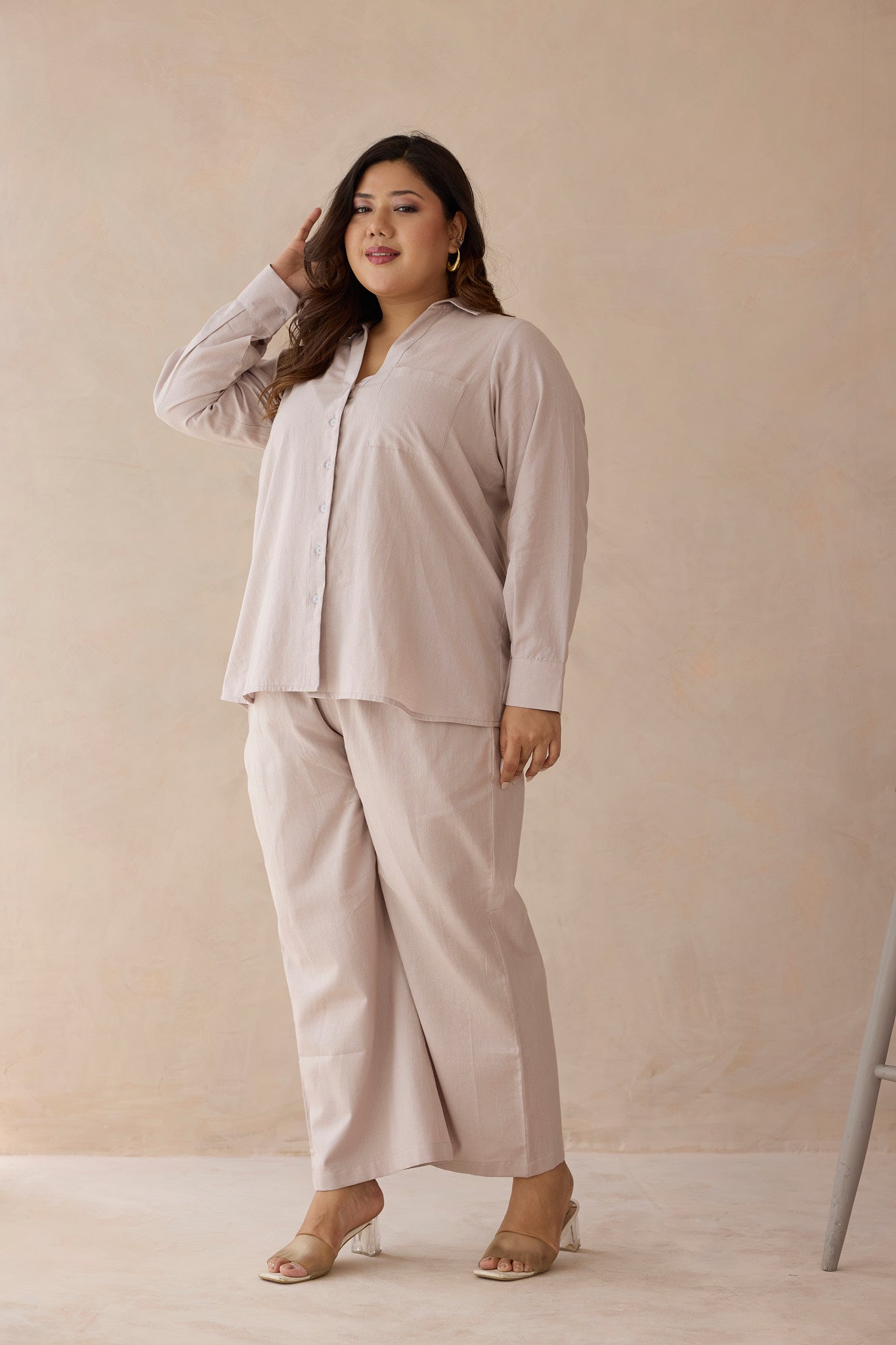 Blush Beige Linen Everyday Work Shirt