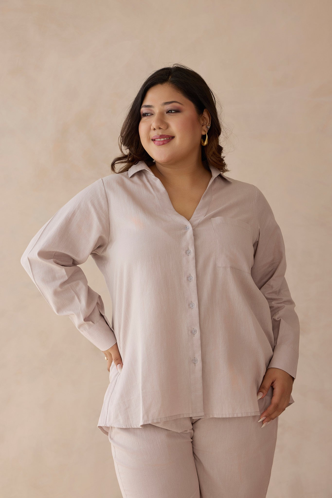 Blush Beige Linen Everyday Work Shirt